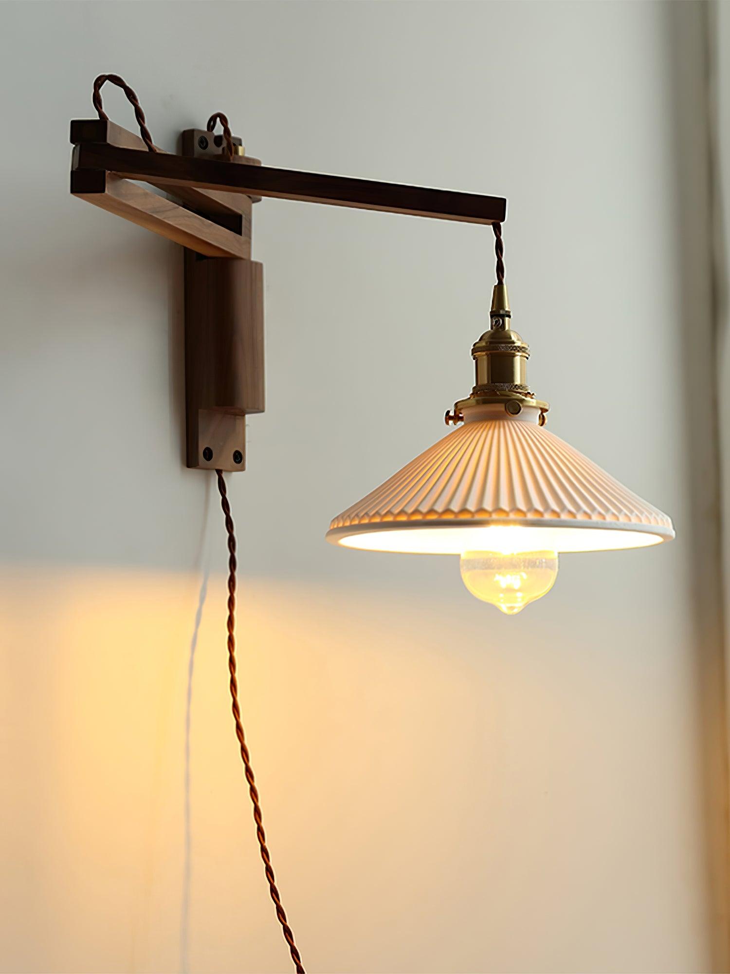 Swing Arm Walnut Wall Light - Blowlighting