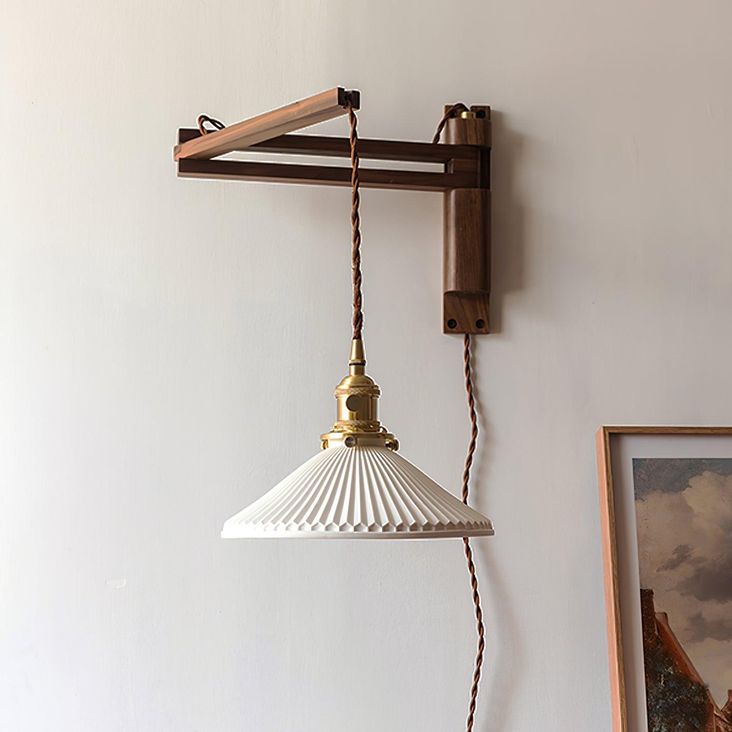 Swing Arm Walnut Wall Light - Blowlighting