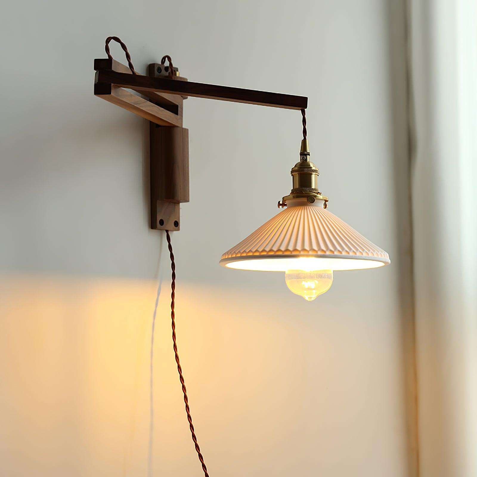 Swing Arm Walnut Wall Light - Blowlighting