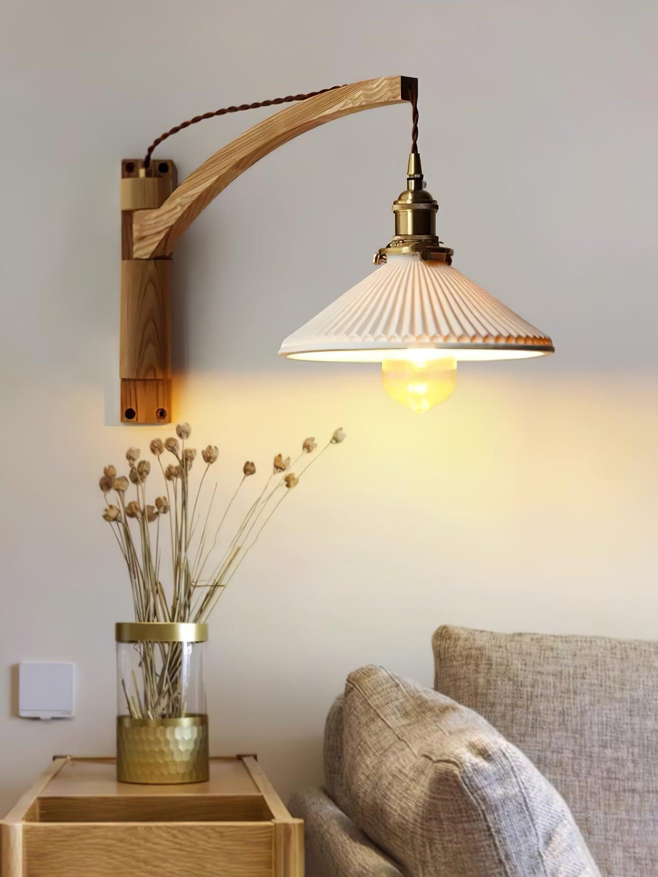 Swing Arm Walnut Wall Light - Blowlighting
