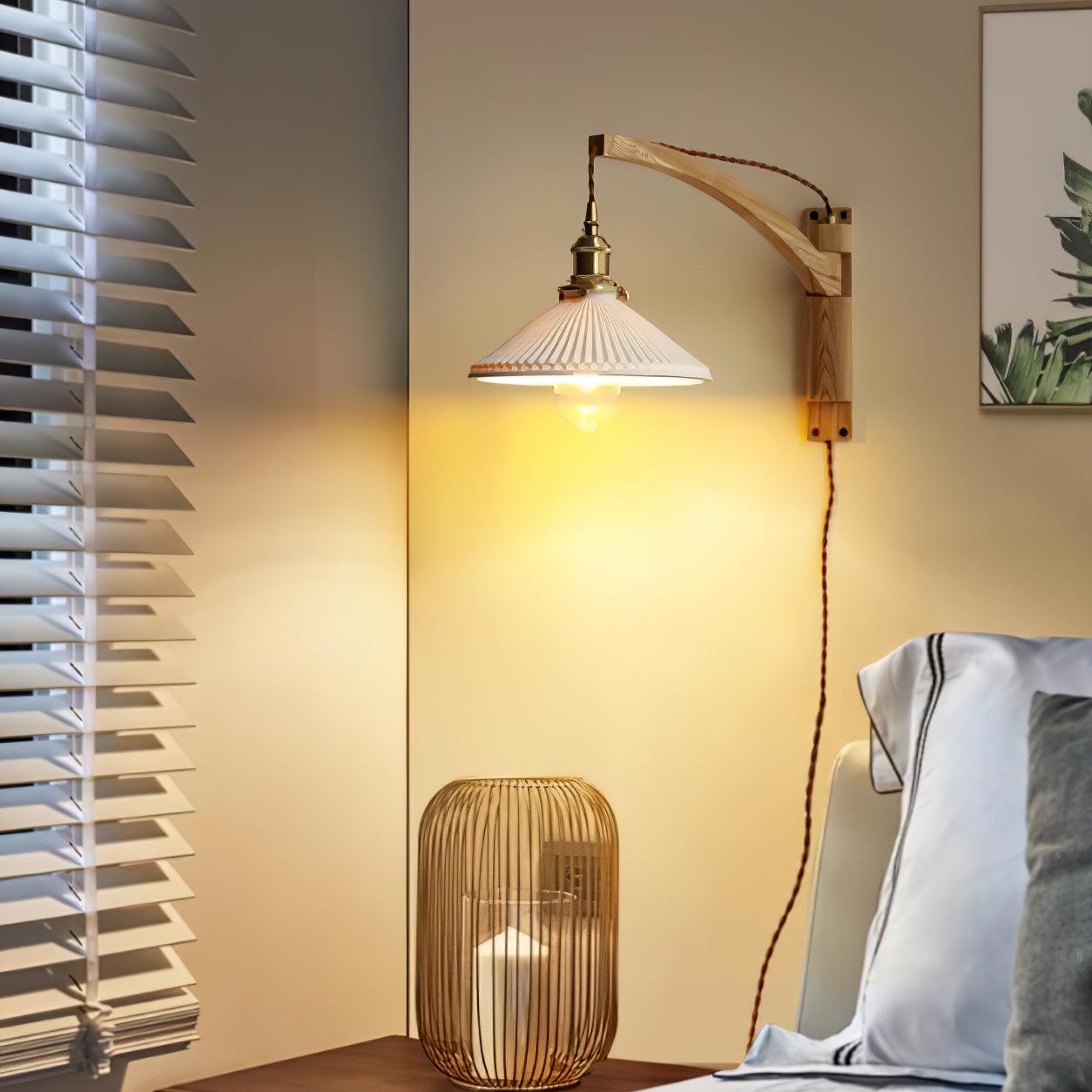 Swing Arm Walnut Wall Light - Blowlighting