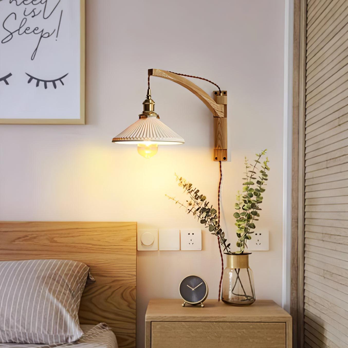 Swing Arm Walnut Wall Light - Blowlighting