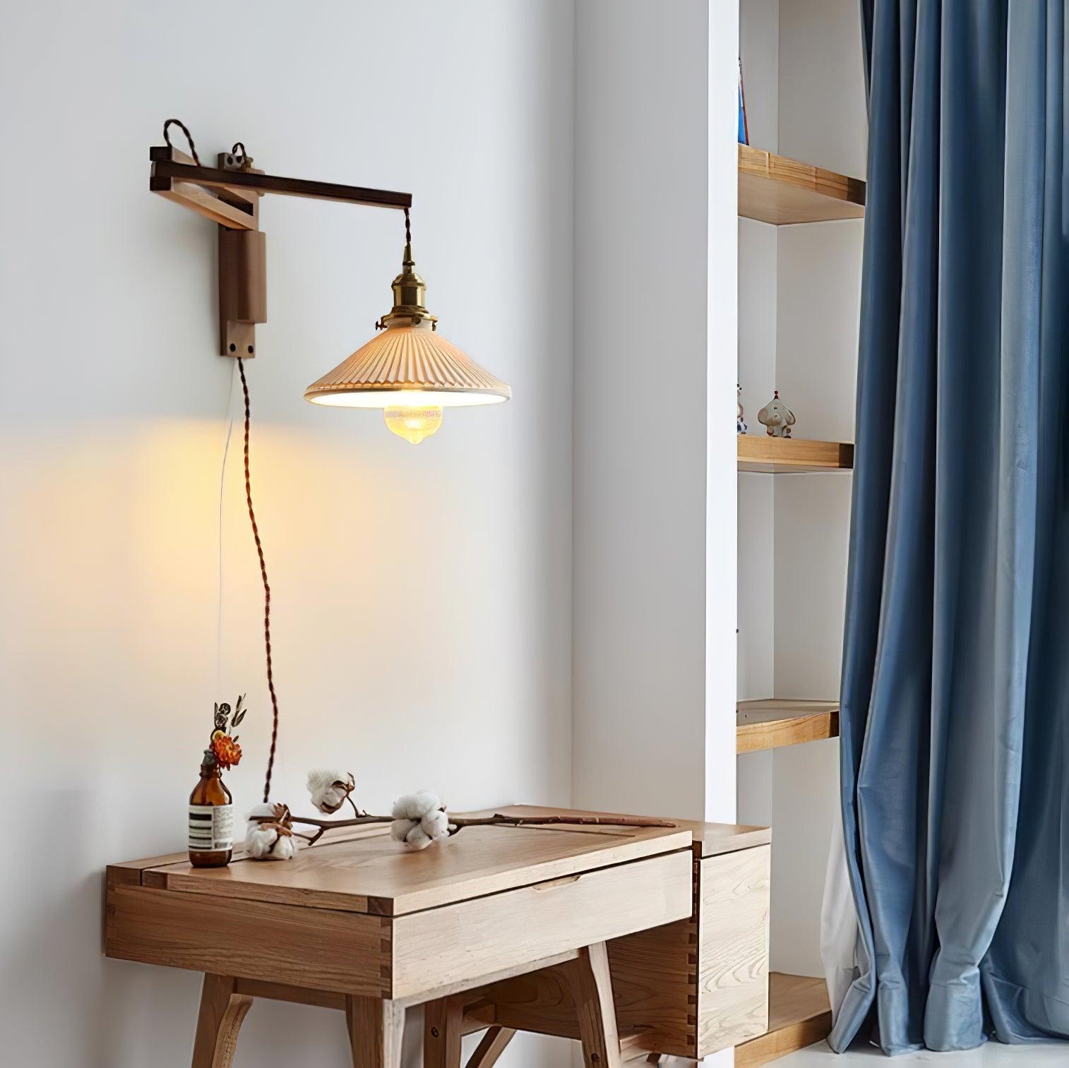 Swing Arm Walnut Wall Light - Blowlighting