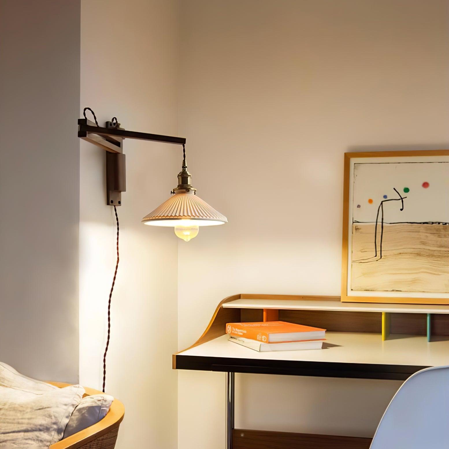 Swing Arm Walnut Wall Light - Blowlighting