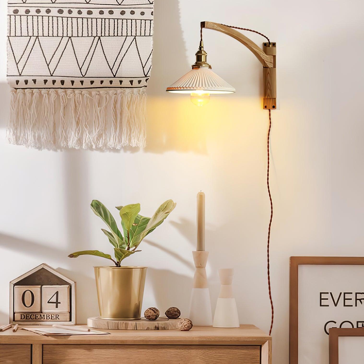 Swing Arm Walnut Wall Light - Blowlighting