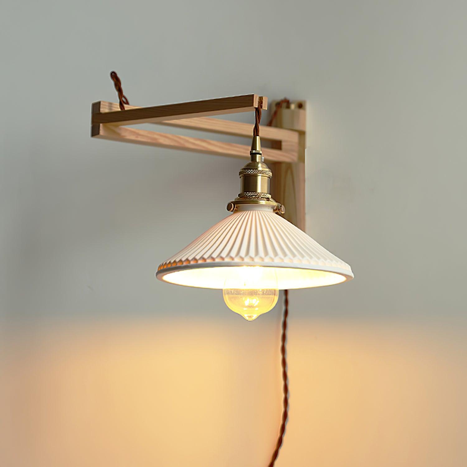 Swing Arm Walnut Wall Light - Blowlighting