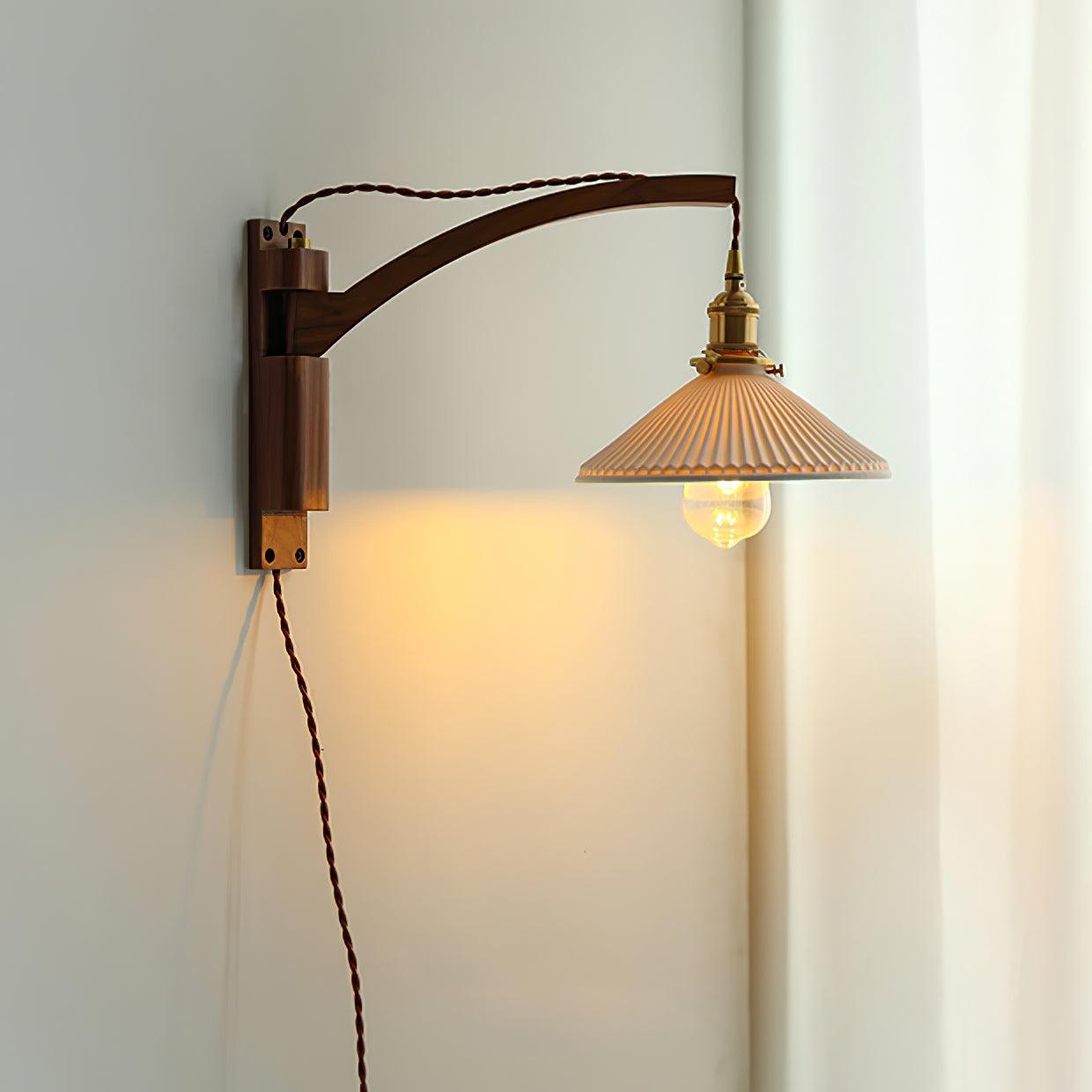 Swing Arm Walnut Wall Light - Blowlighting