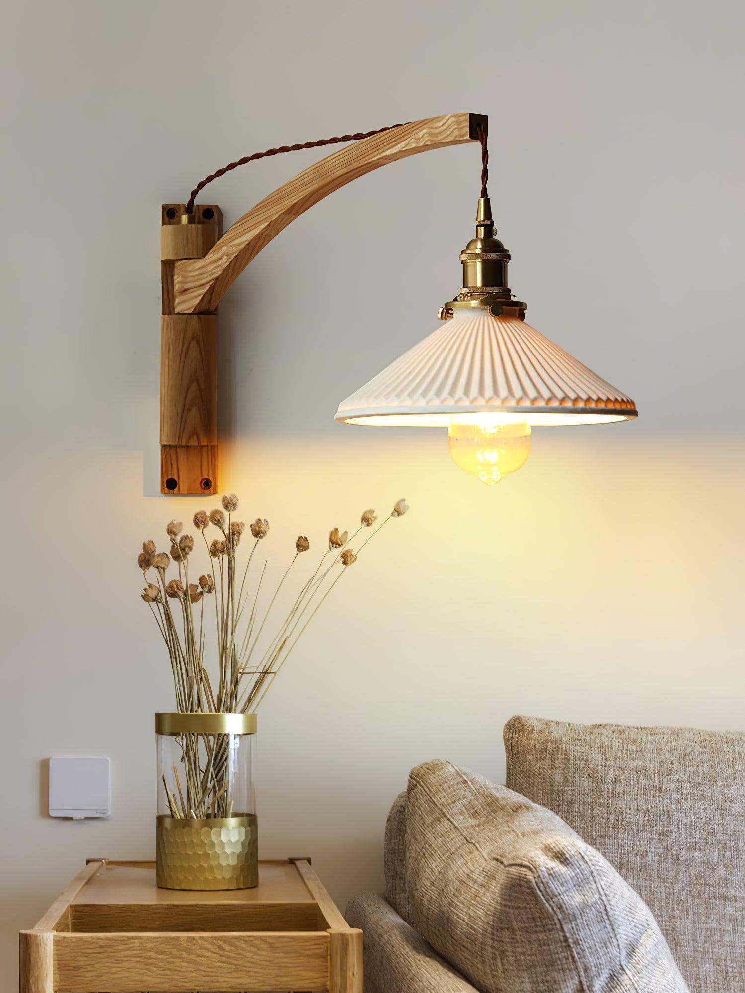 Swing Arm Walnut Wall Light - Blowlighting