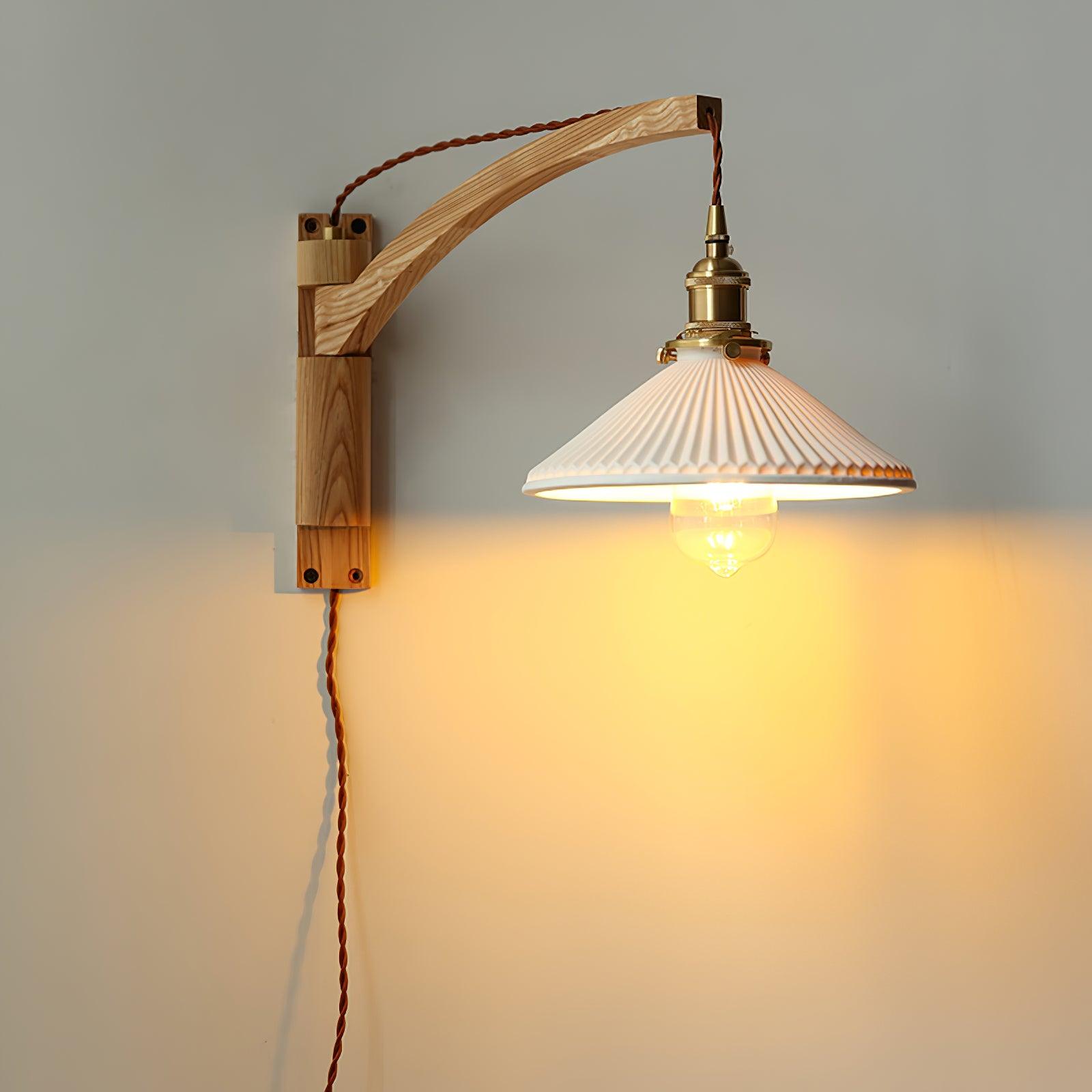 Swing Arm Walnut Wall Light - Blowlighting