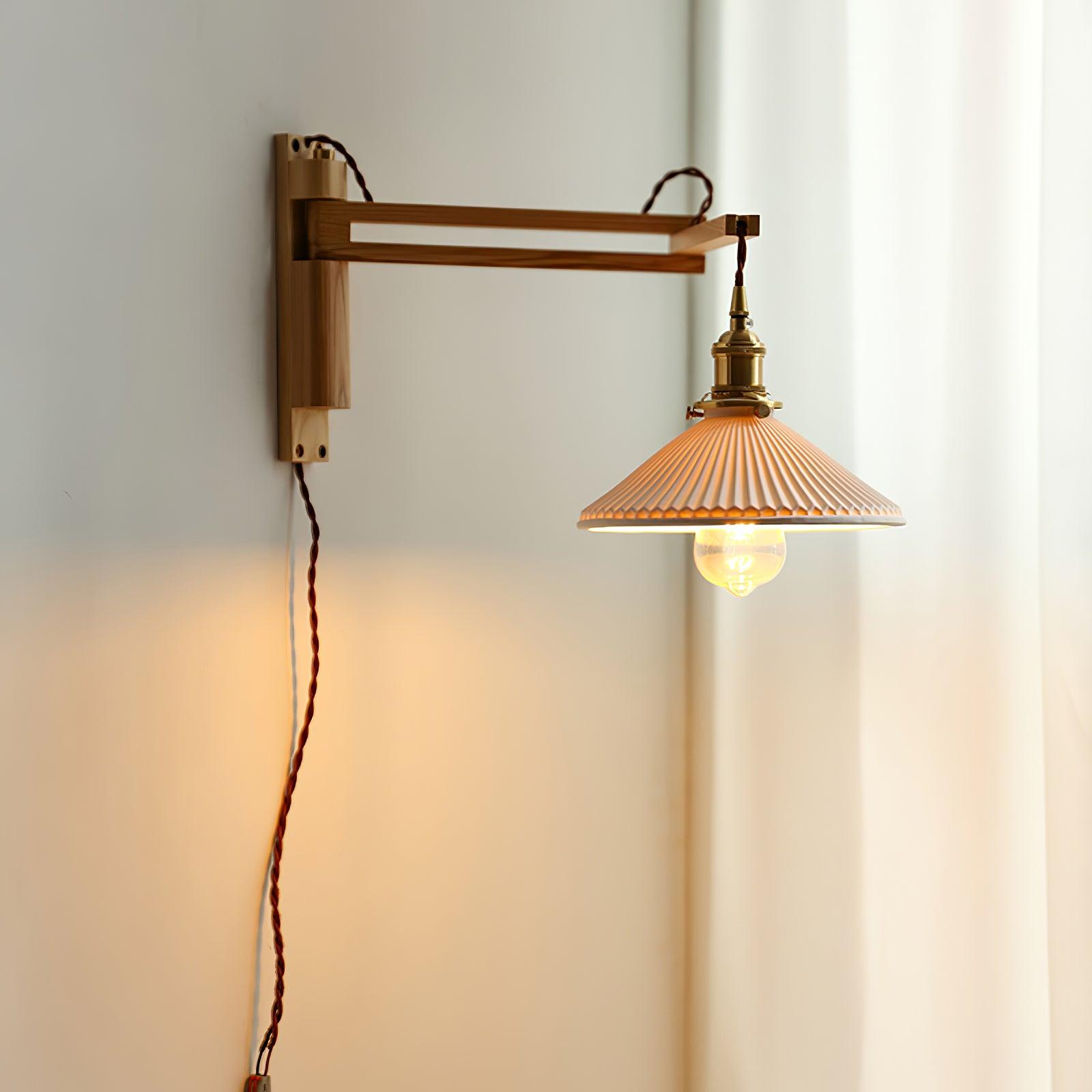 Swing Arm Walnut Wall Light - Blowlighting