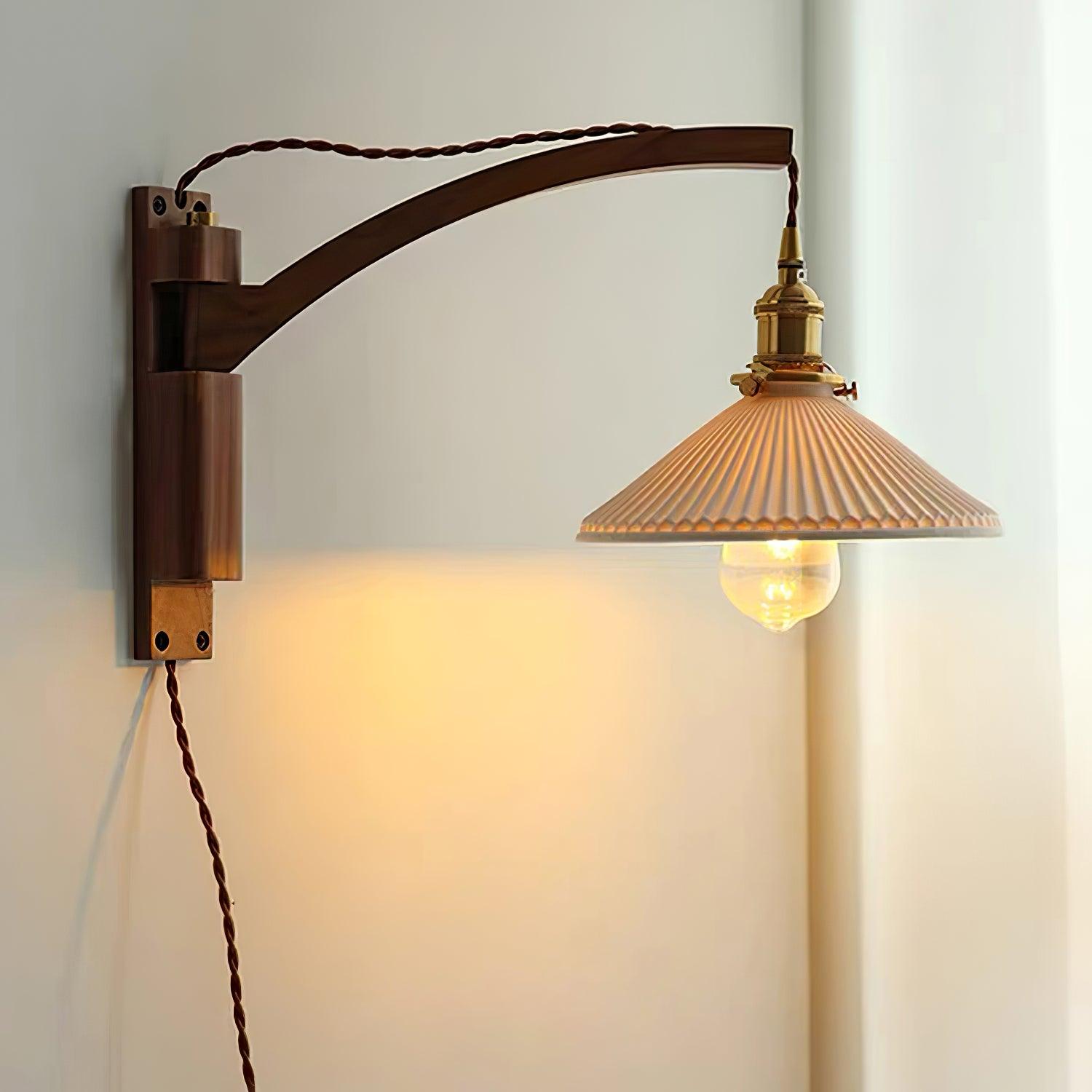 Swing Arm Walnut Wall Light - Blowlighting