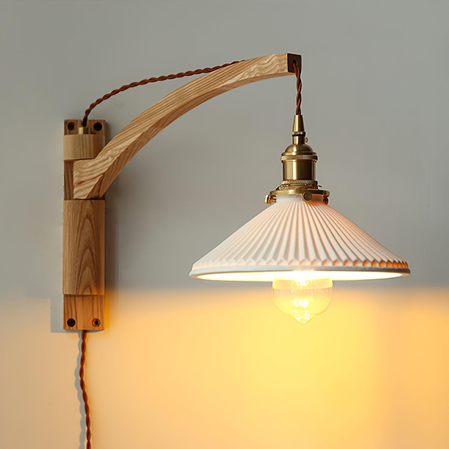 Swing Arm Walnut Wall Light - Blowlighting