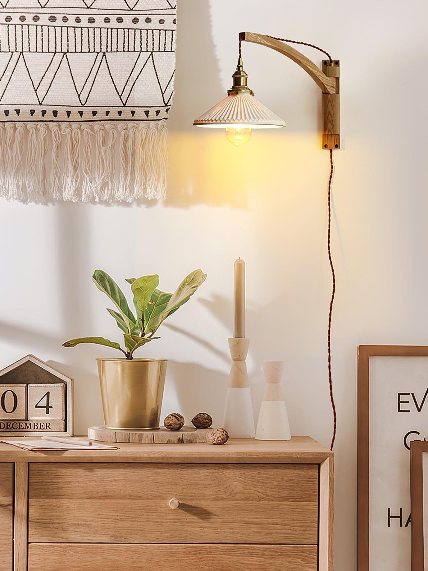 Swing Arm Walnut Wall Light - Blowlighting