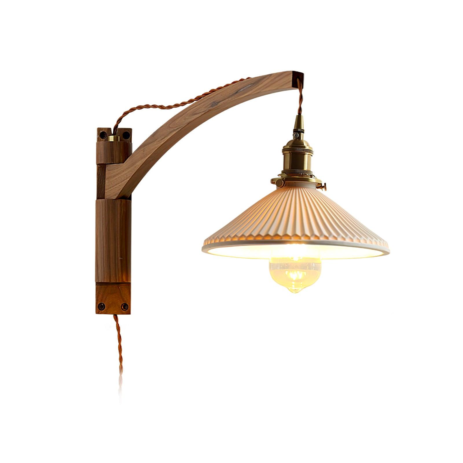Swing Arm Walnut Wall Light - Blowlighting