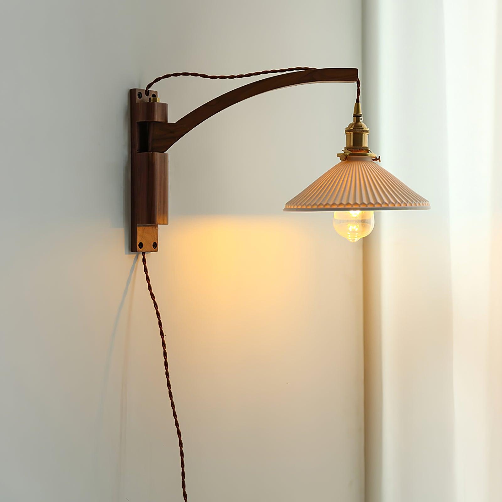 Swing Arm Walnut Wall Light - Blowlighting