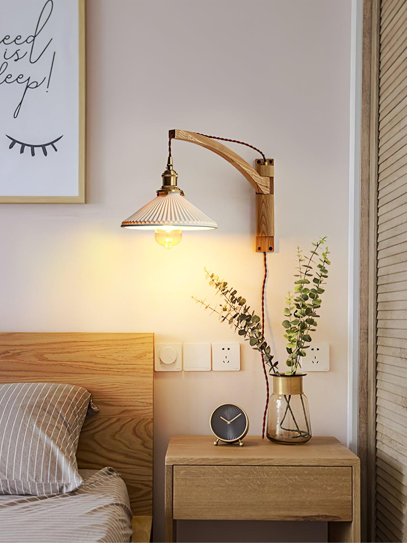 Swing Arm Walnut Wall Light - Blowlighting