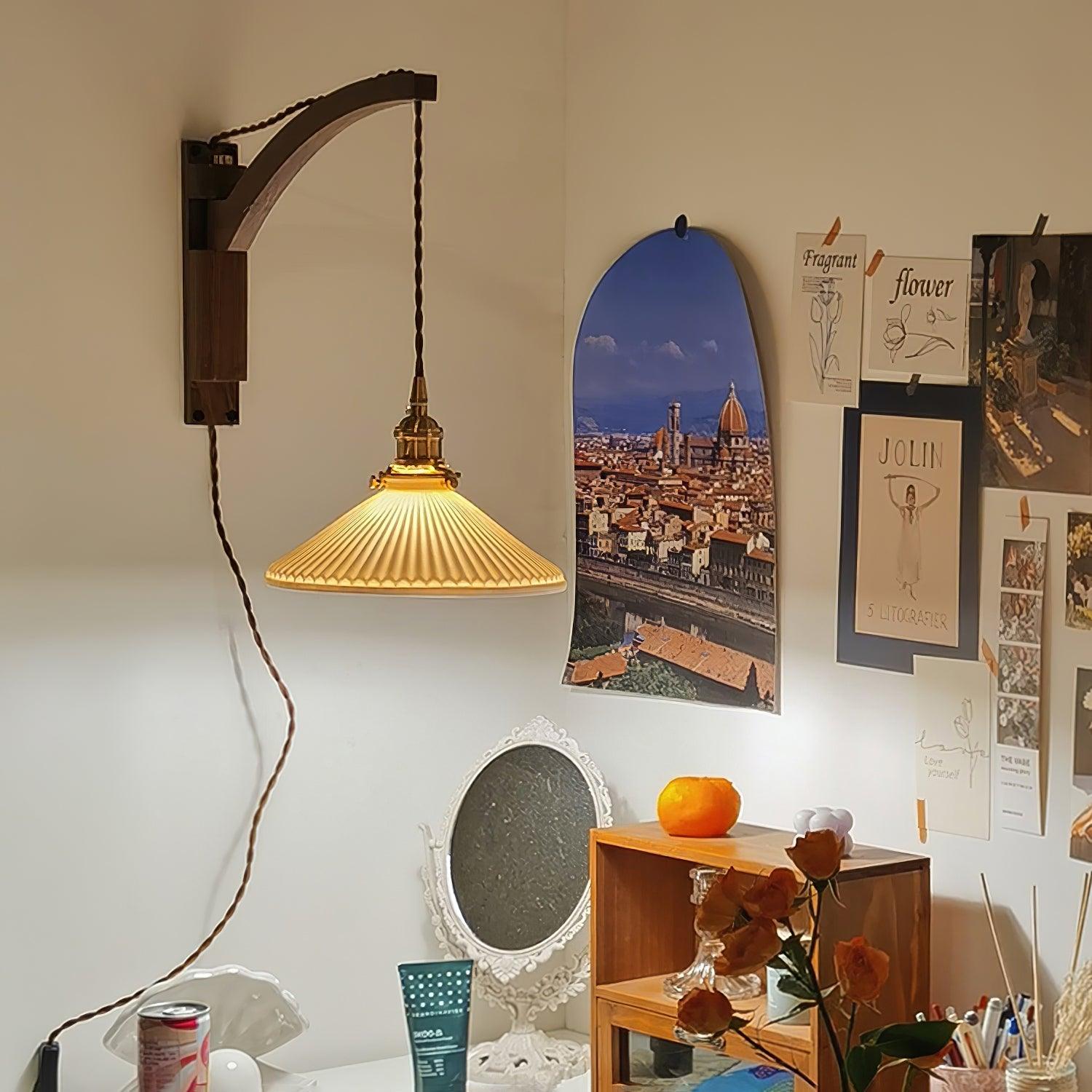 Swing Arm Walnut Wall Light - Blowlighting