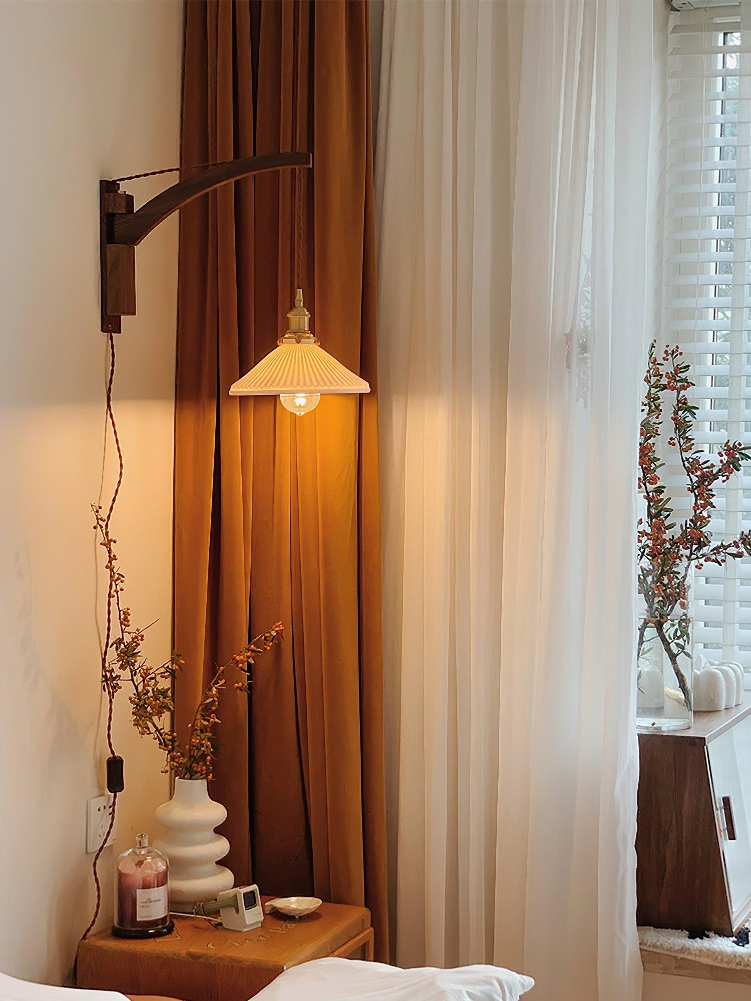 Swing Arm Walnut Wall Light - Blowlighting