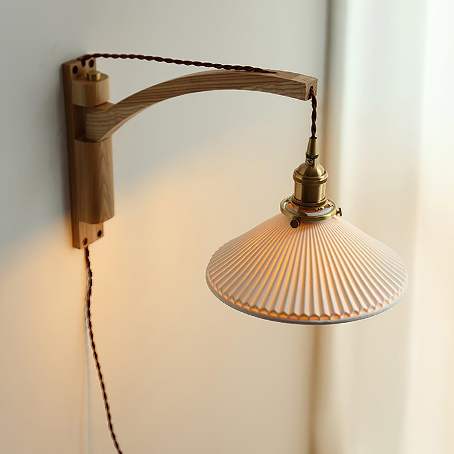 Swing Arm Walnut Wall Light - Blowlighting