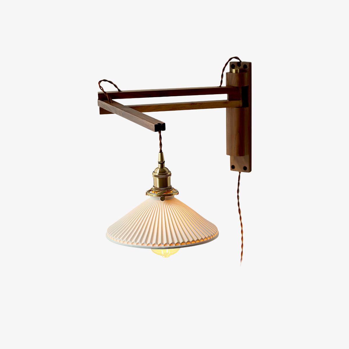 Swing Arm Walnut Wall Light - Blowlighting