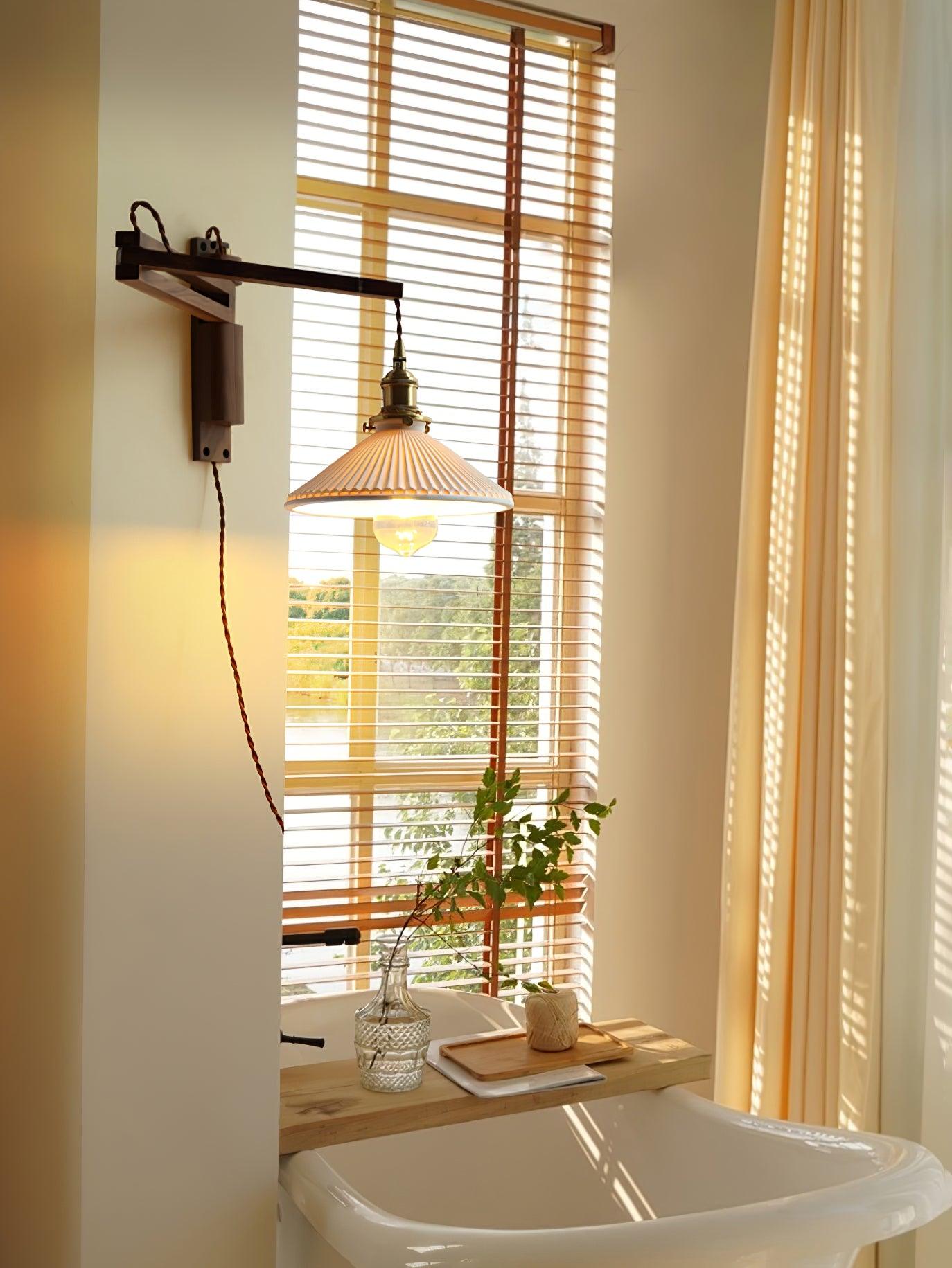 Swing Arm Walnut Wall Light - Blowlighting