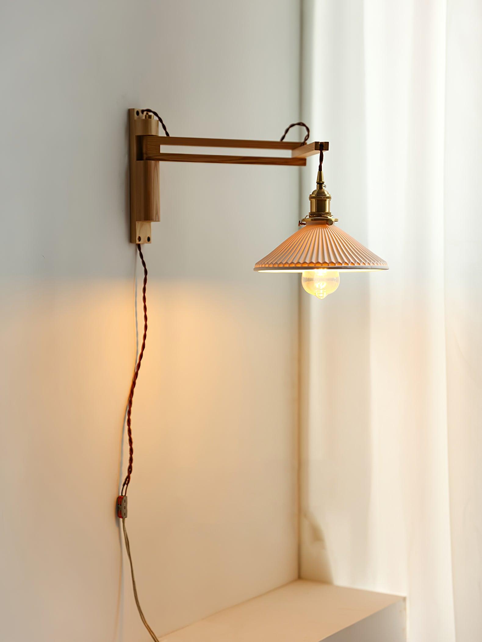 Swing Arm Walnut Wall Light - Blowlighting