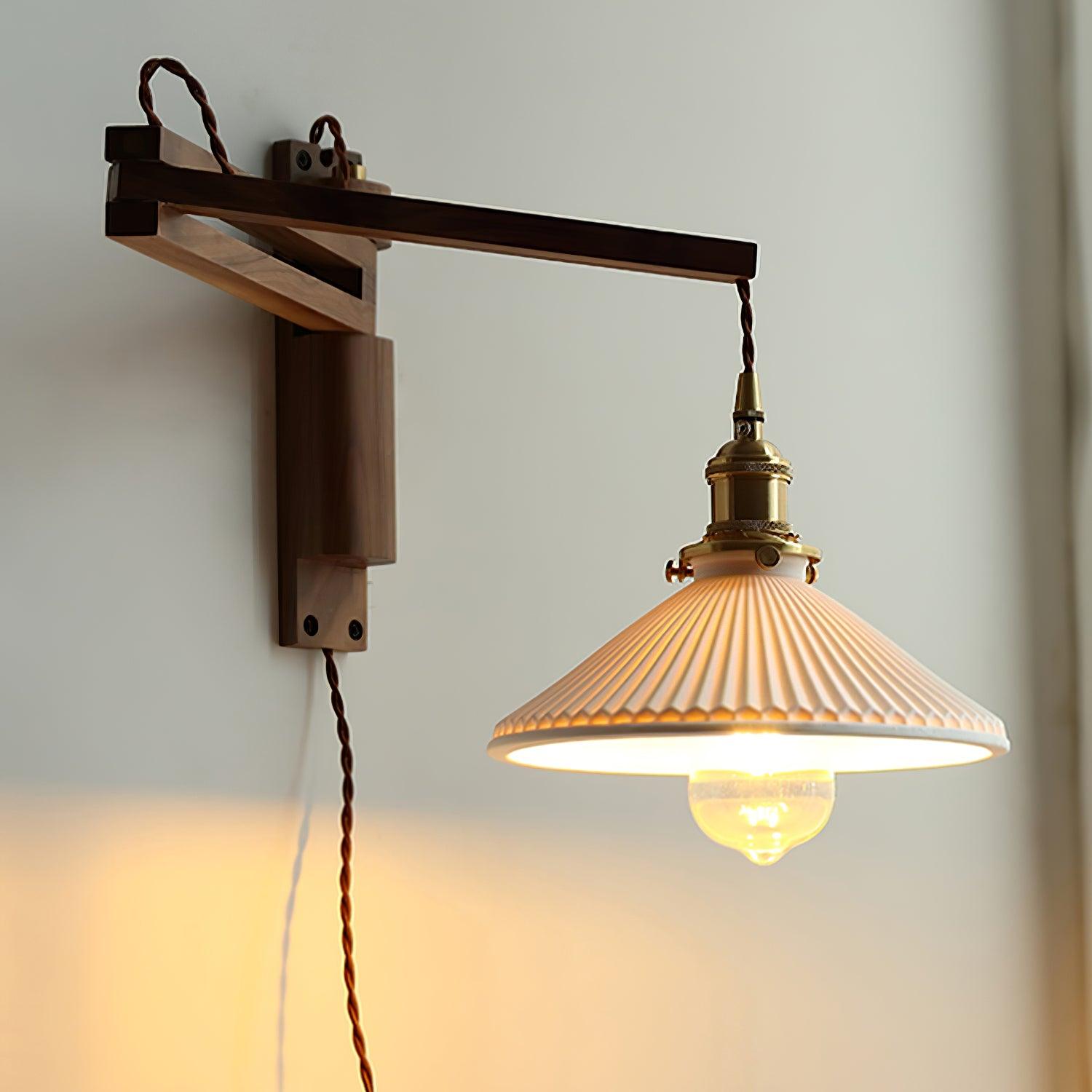 Swing Arm Walnut Wall Light - Blowlighting