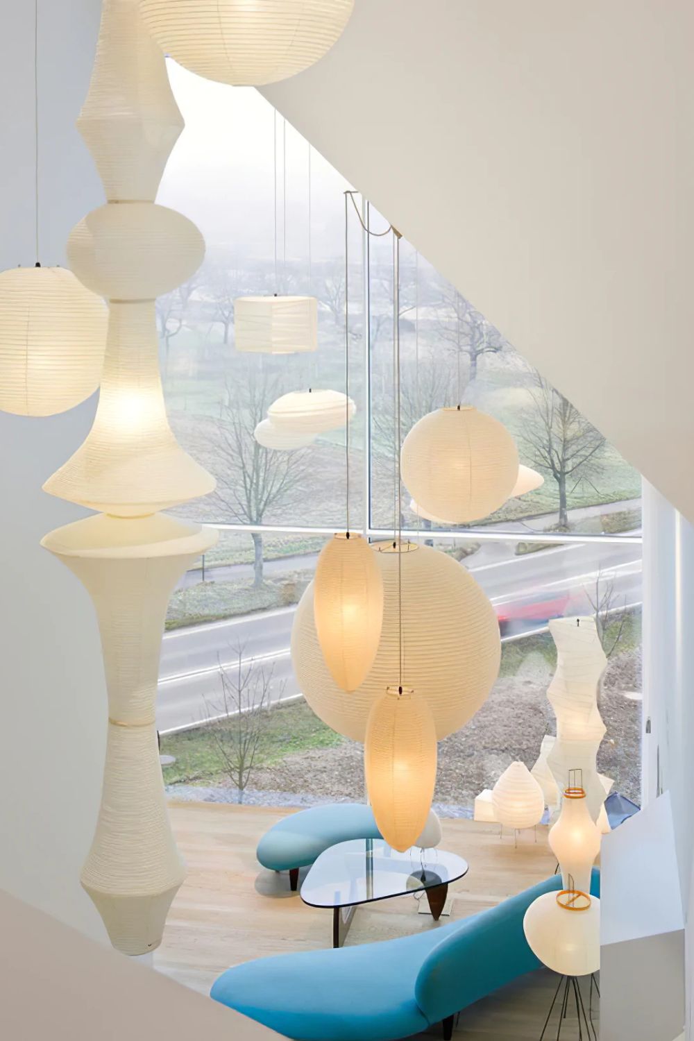 Washi Paper E Pendant Swag Light - Blowlighting