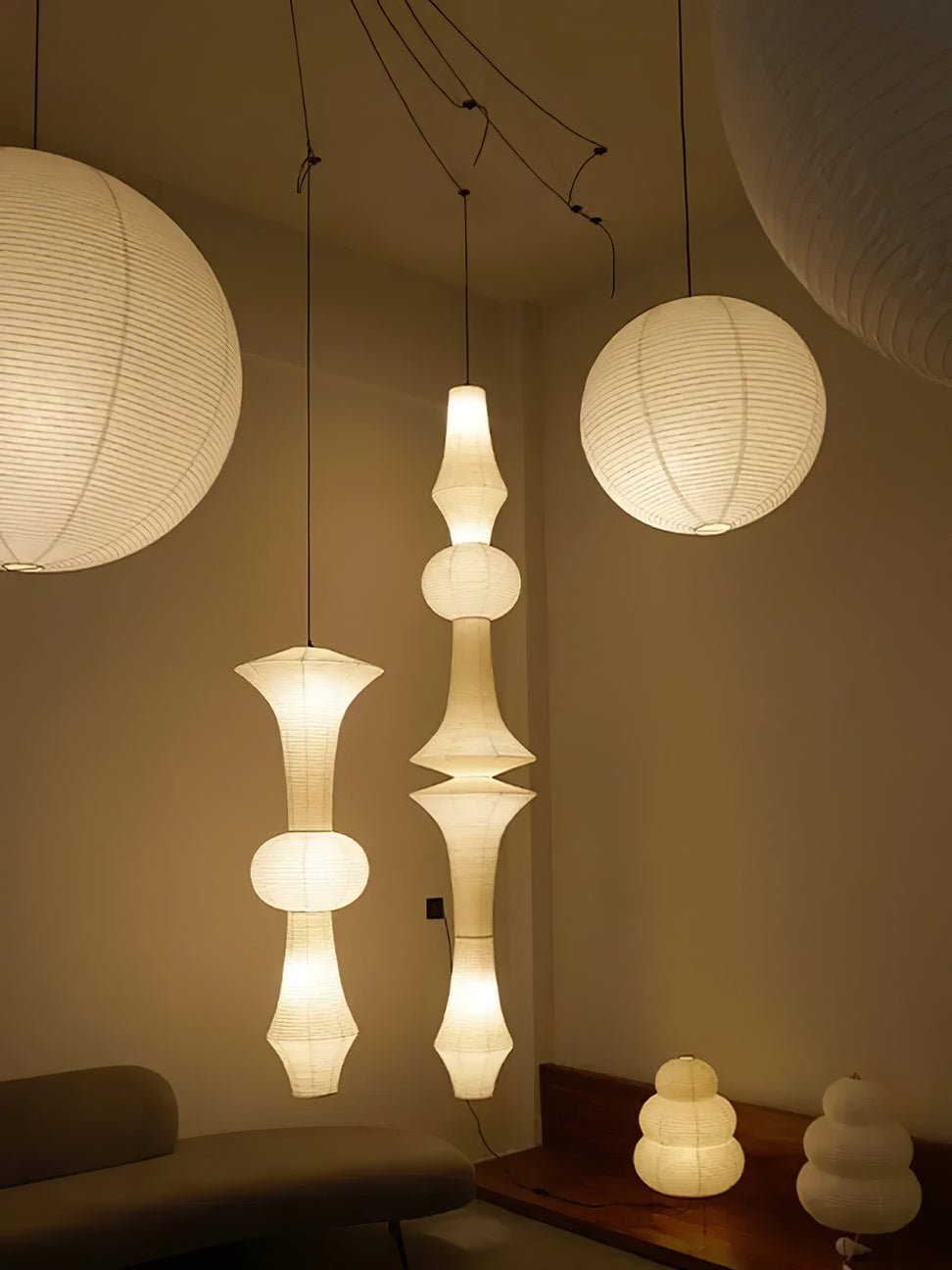 Washi Paper E Pendant Swag Light - Blowlighting