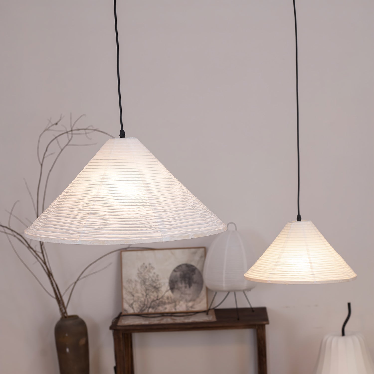 Washi Paper Pyramid Pendant Lamp - Blowlighting