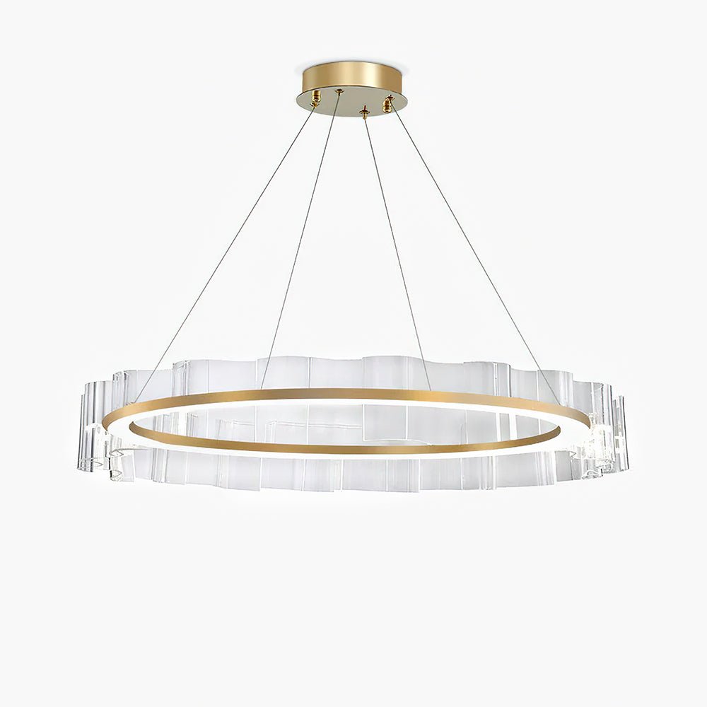 Acoustic Postmodern Luxury Water Wave Glass Metal Chandelier - Blowlighting