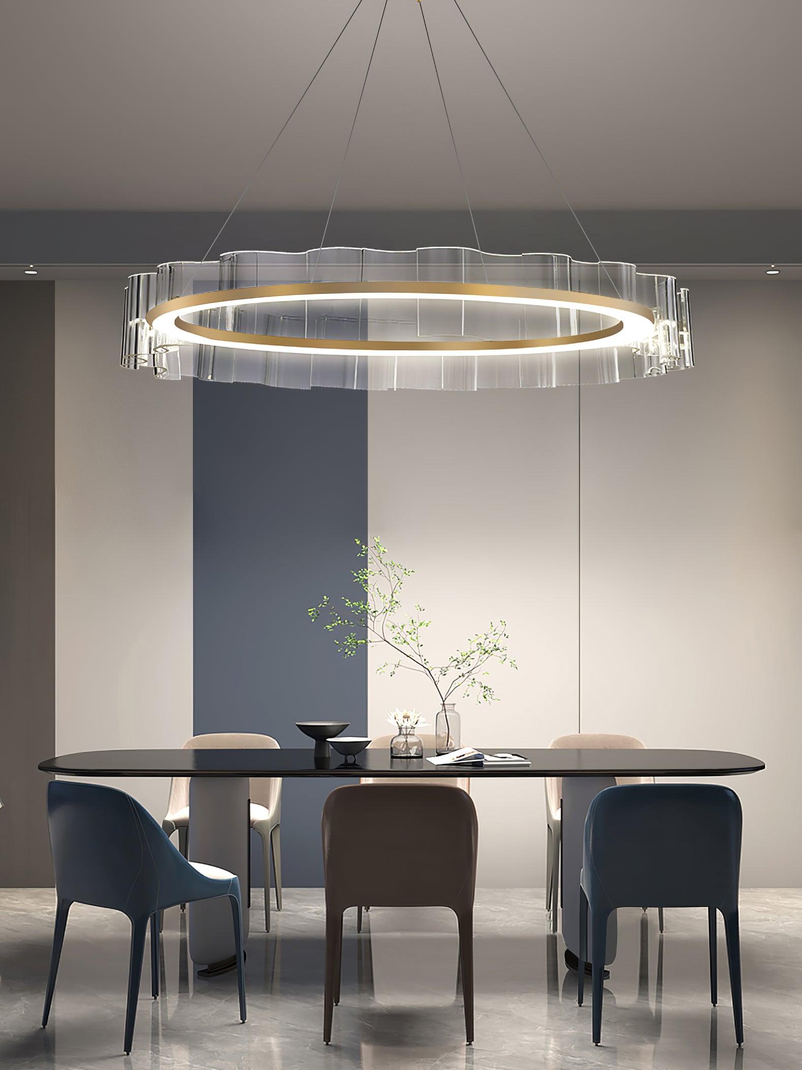 Acoustic Postmodern Luxury Water Wave Glass Metal Chandelier - Blowlighting