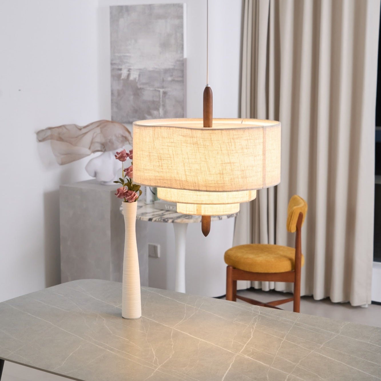 Eldorora Elegance Wave Ladder Wood Fabric Pendant Lamp - Blowlighting