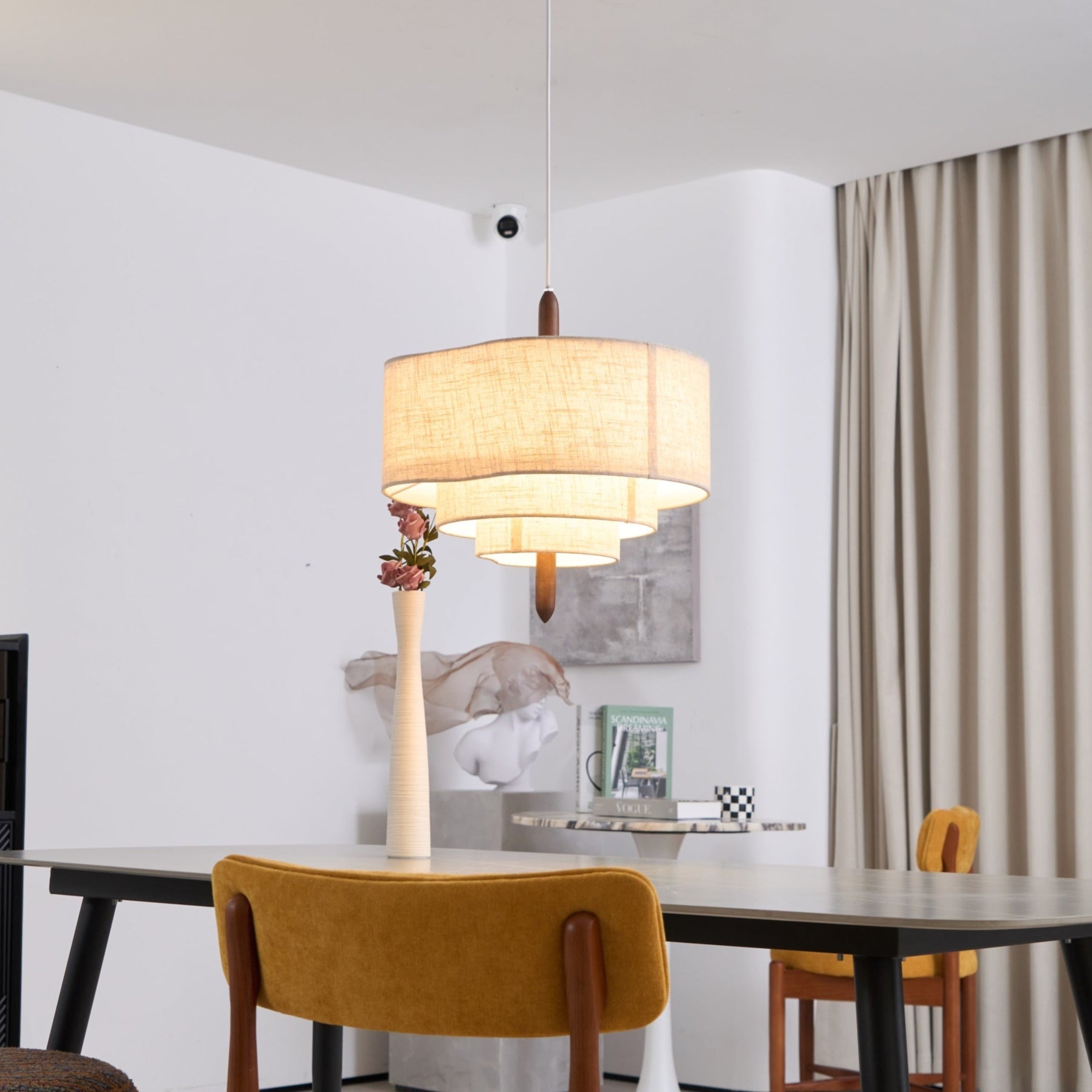Eldorora Elegance Wave Ladder Wood Fabric Pendant Lamp - Blowlighting