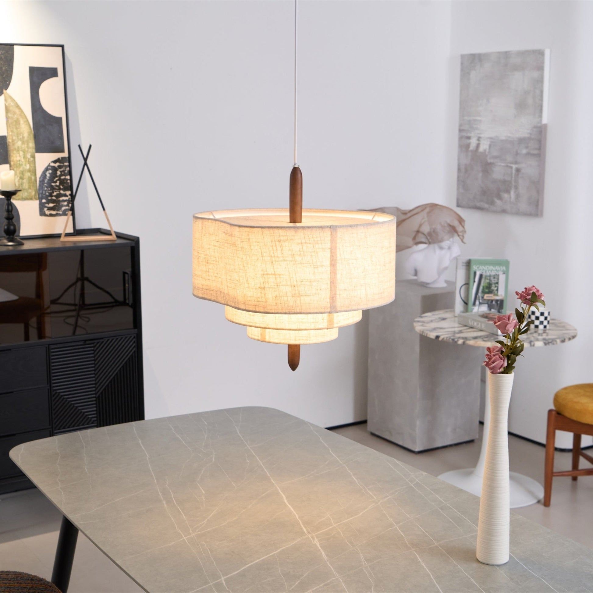 Eldorora Elegance Wave Ladder Wood Fabric Pendant Lamp - Blowlighting