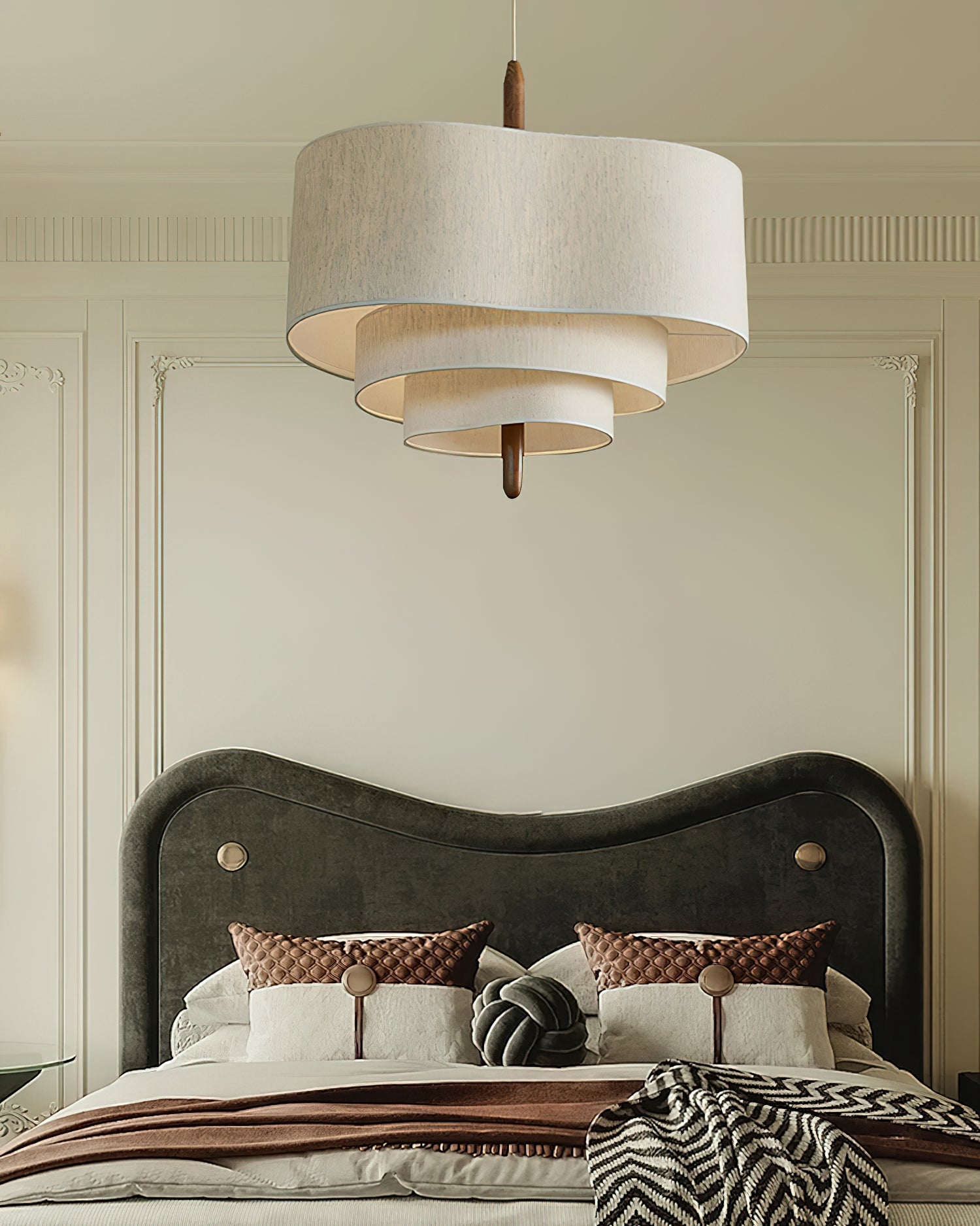 Eldorora Elegance Wave Ladder Wood Fabric Pendant Lamp - Blowlighting