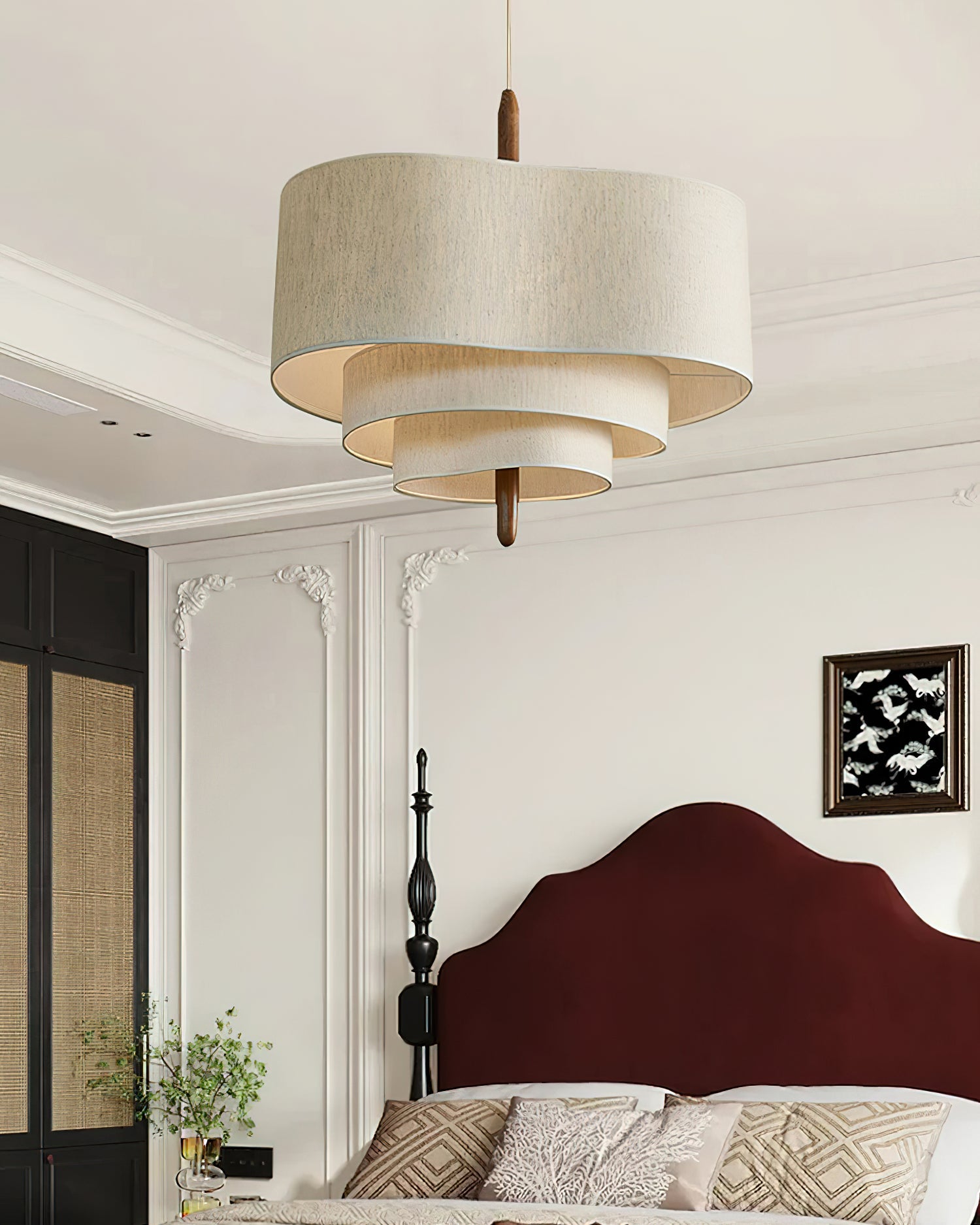 Eldorora Elegance Wave Ladder Wood Fabric Pendant Lamp - Blowlighting