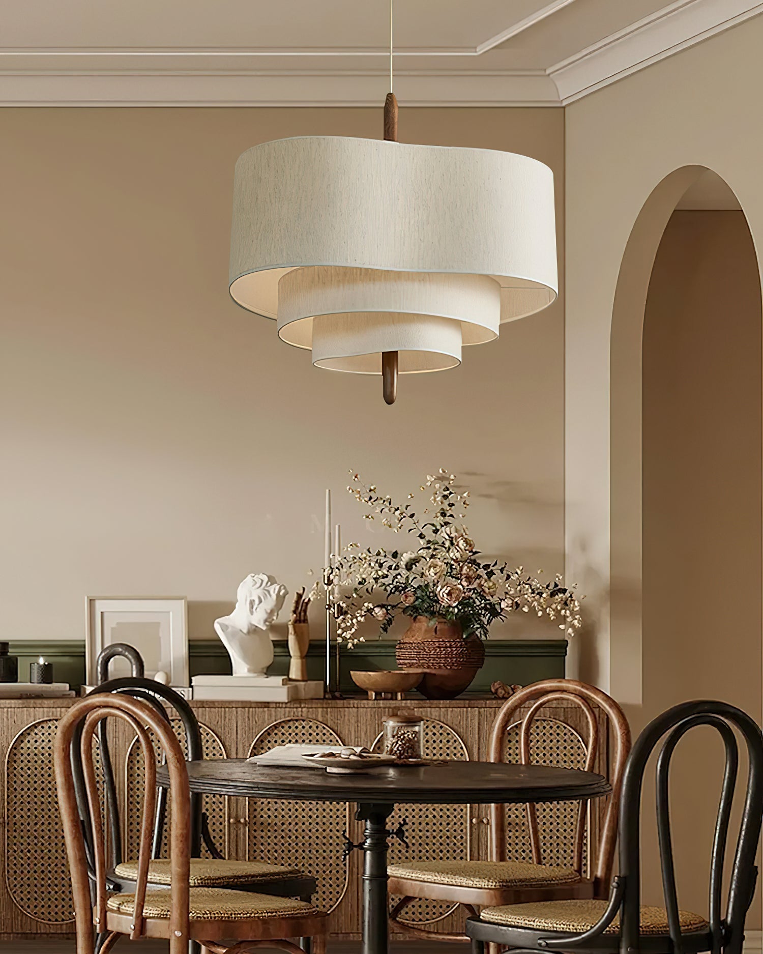 Eldorora Elegance Wave Ladder Wood Fabric Pendant Lamp - Blowlighting