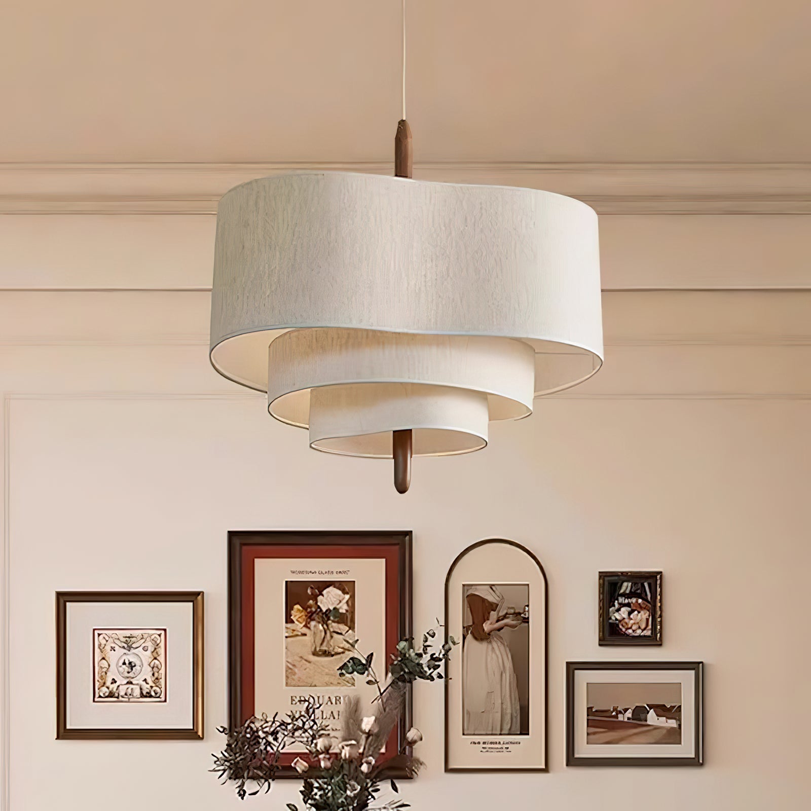 Eldorora Elegance Wave Ladder Wood Fabric Pendant Lamp - Blowlighting
