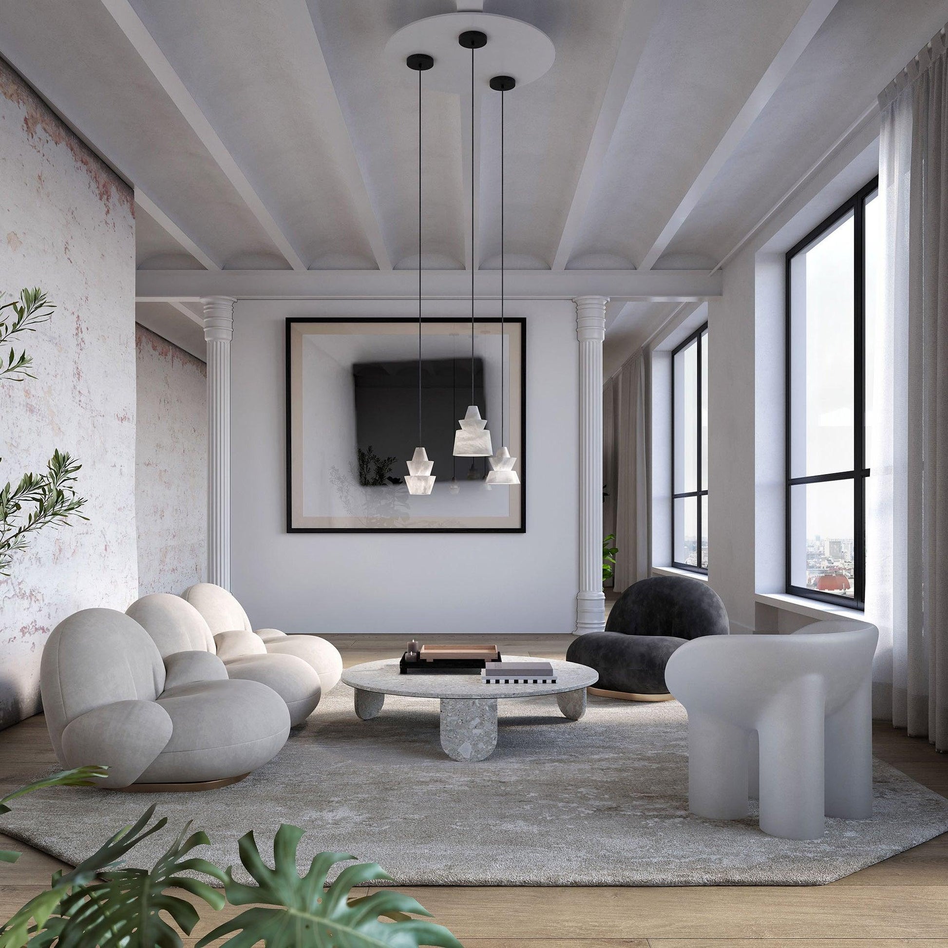 Curineth Minimalist Alabaster Pendant Light - Blowlighting