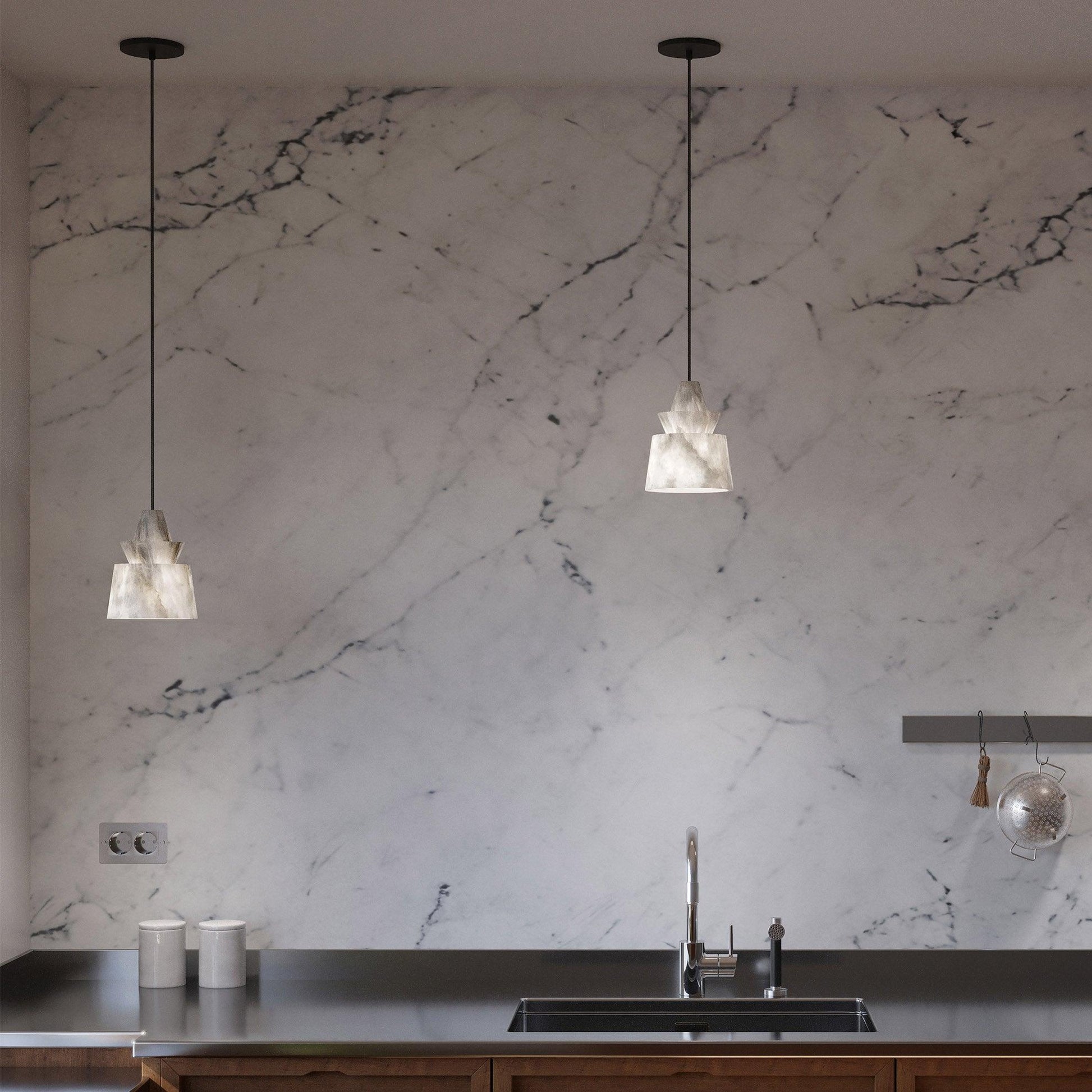 Curineth Minimalist Alabaster Pendant Light - Blowlighting