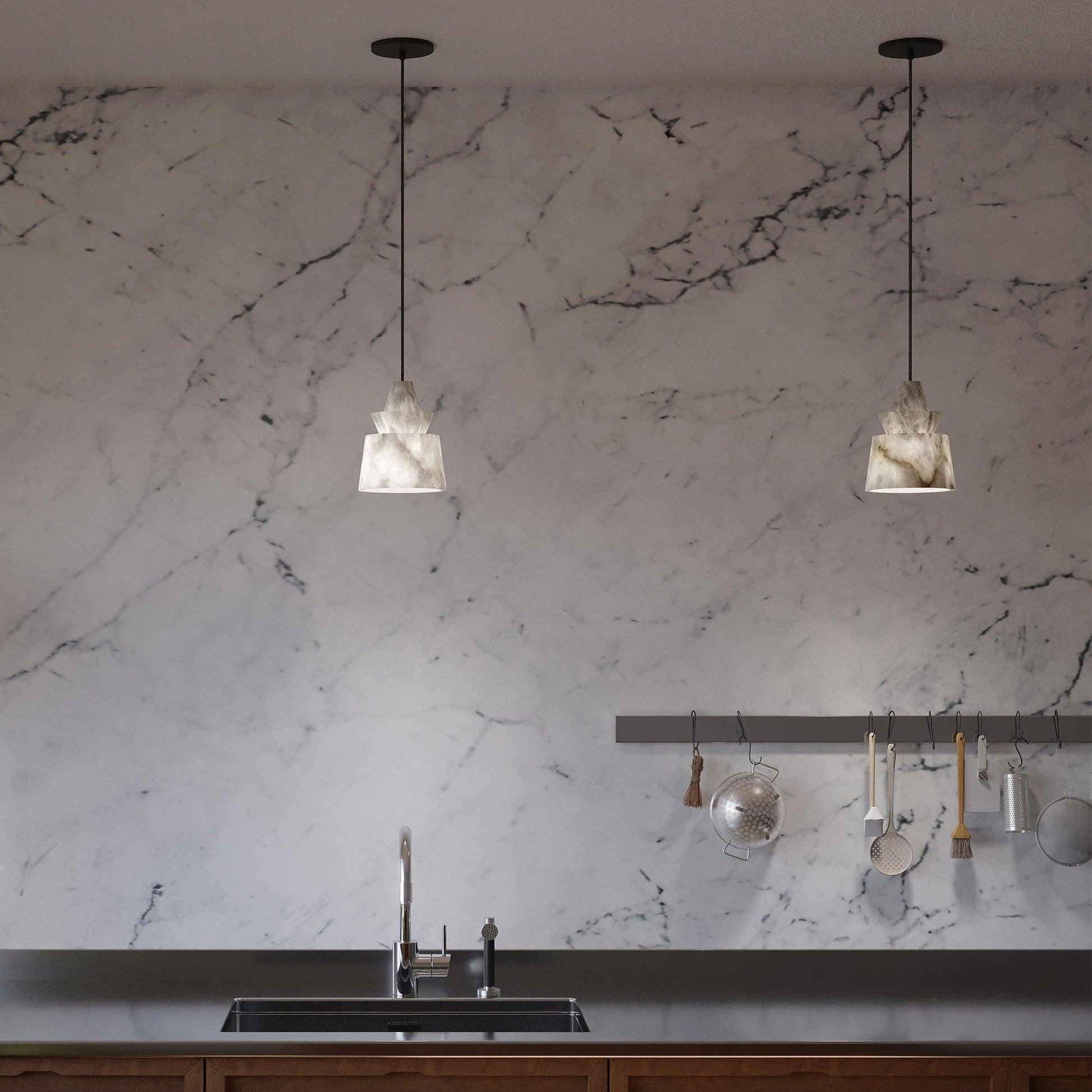 Curineth Minimalist Alabaster Pendant Light - Blowlighting