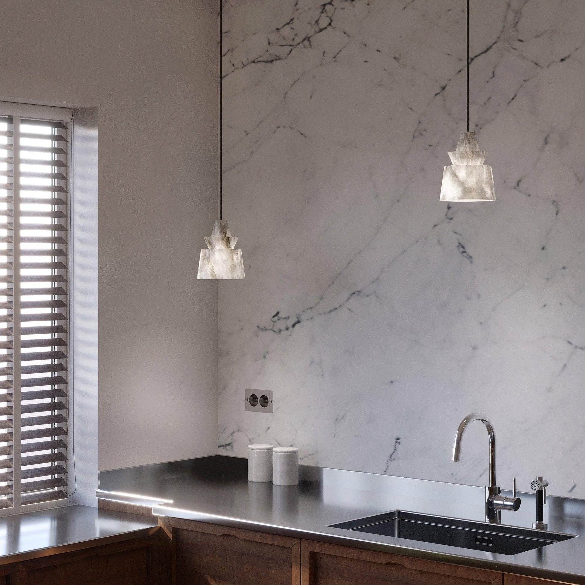 Curineth Minimalist Alabaster Pendant Light - Blowlighting