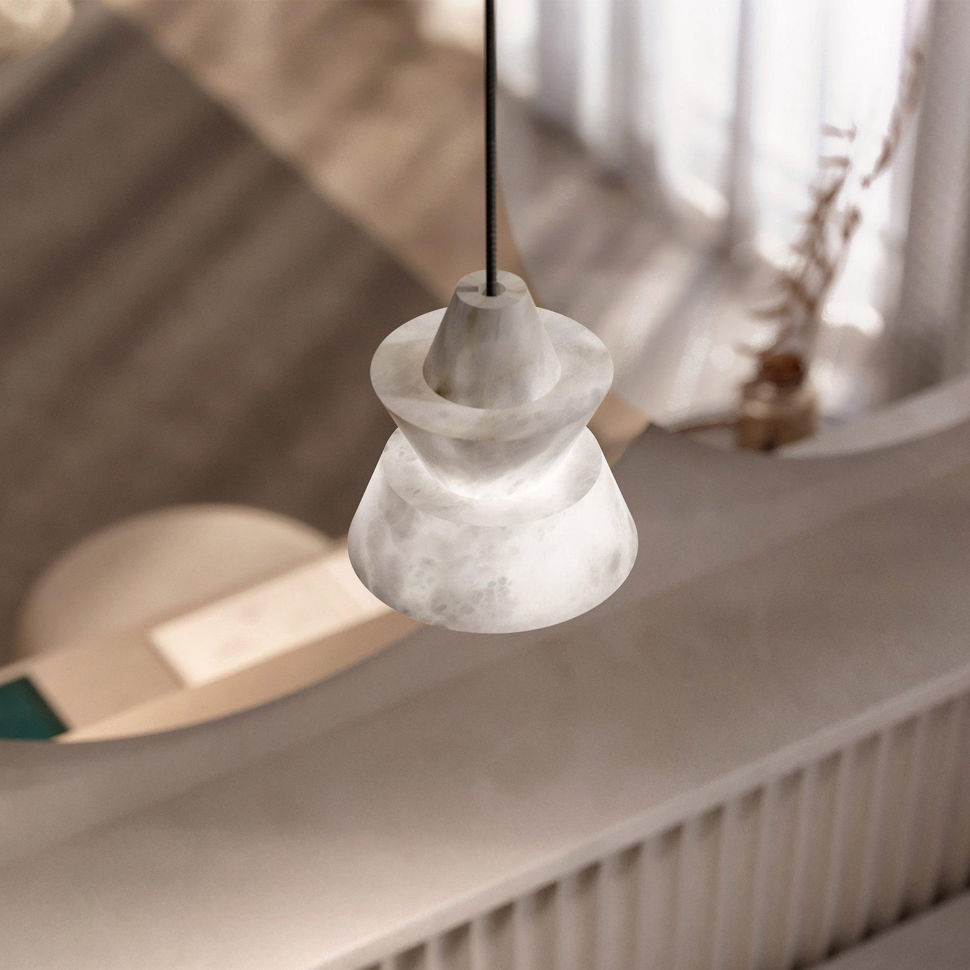 Curineth Minimalist Alabaster Pendant Light - Blowlighting