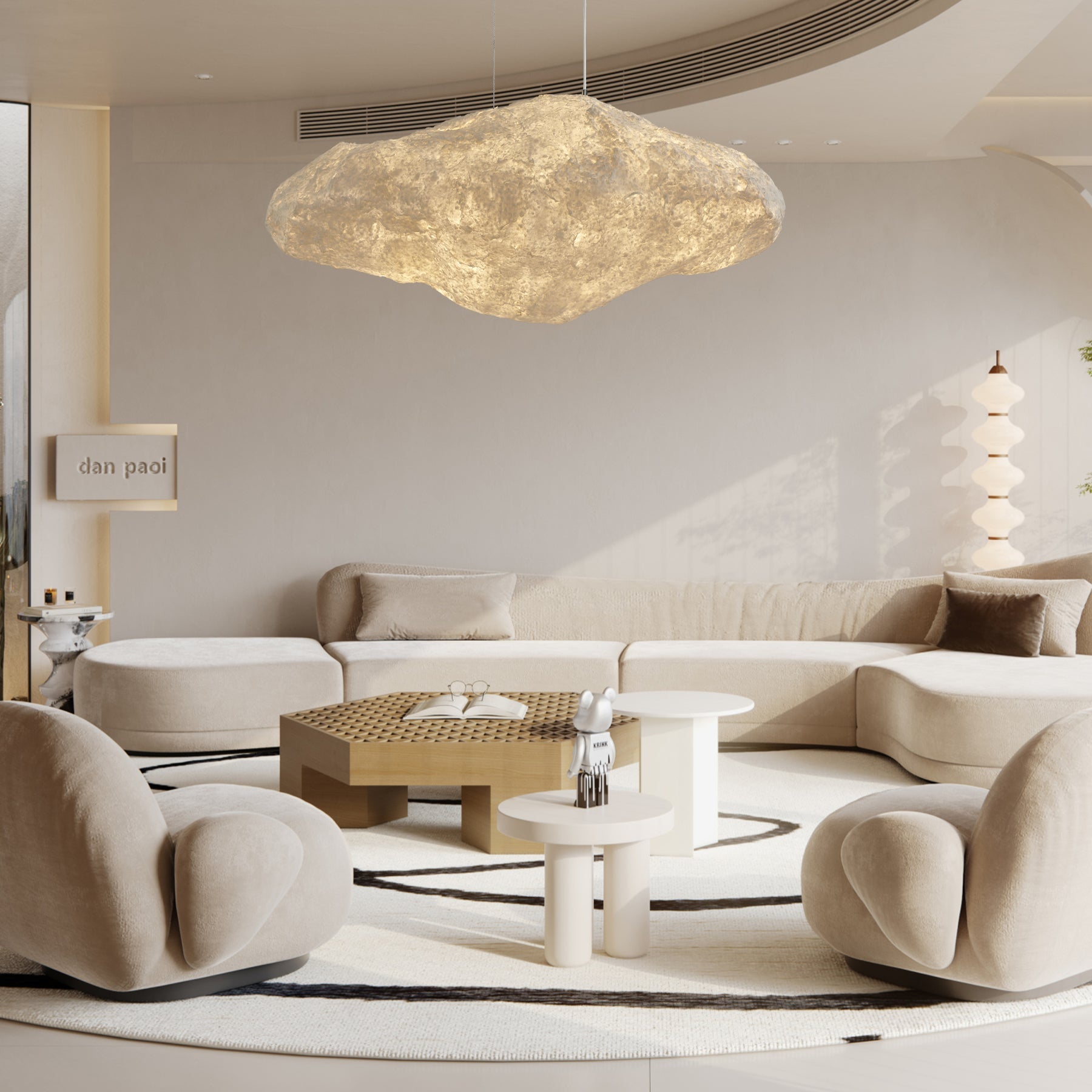 Elliros Textured Paper Pulp Pendant Light - Blowlighting