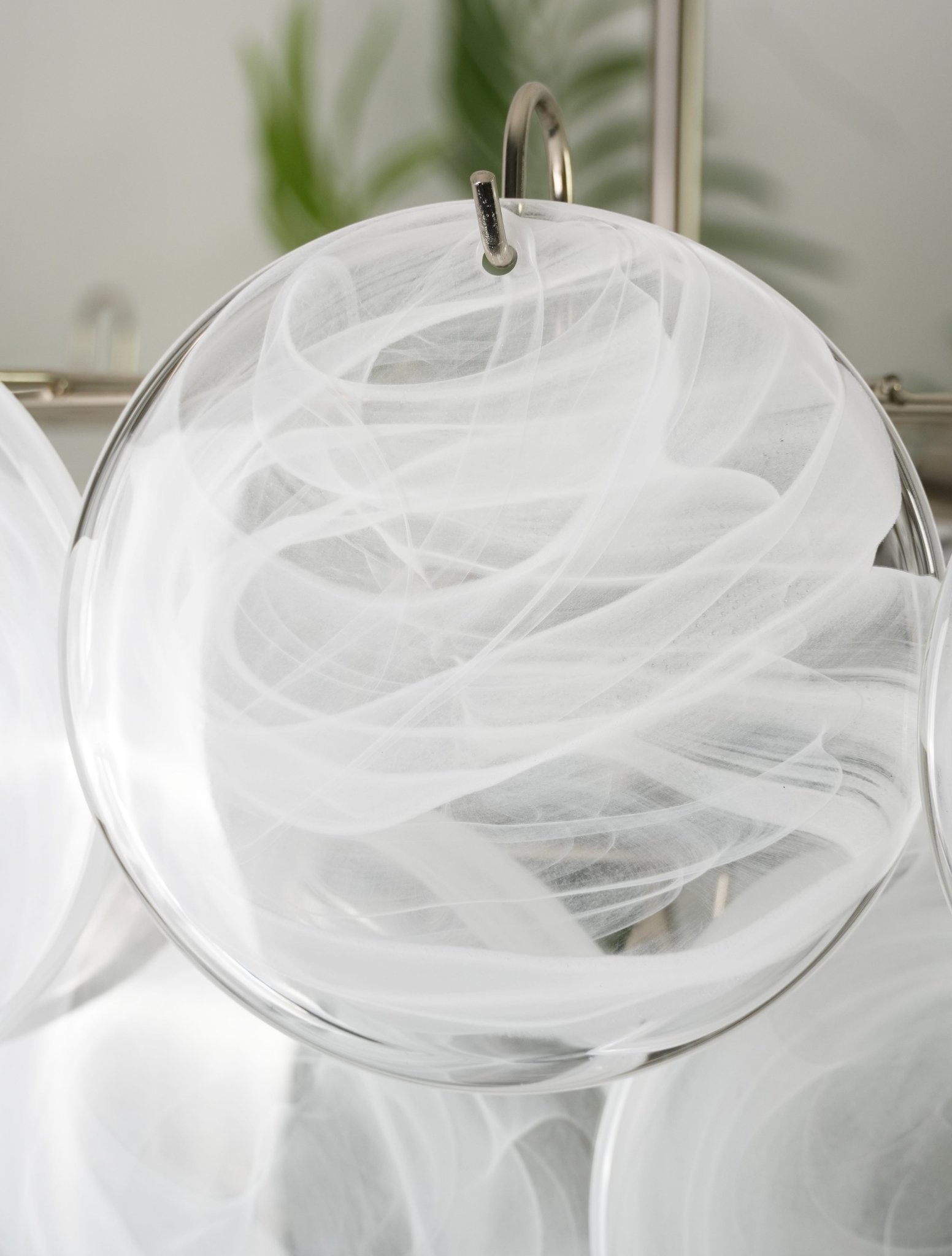 Aurora Chandelier White Murano Glass Disc Contemporary - Blowlighting