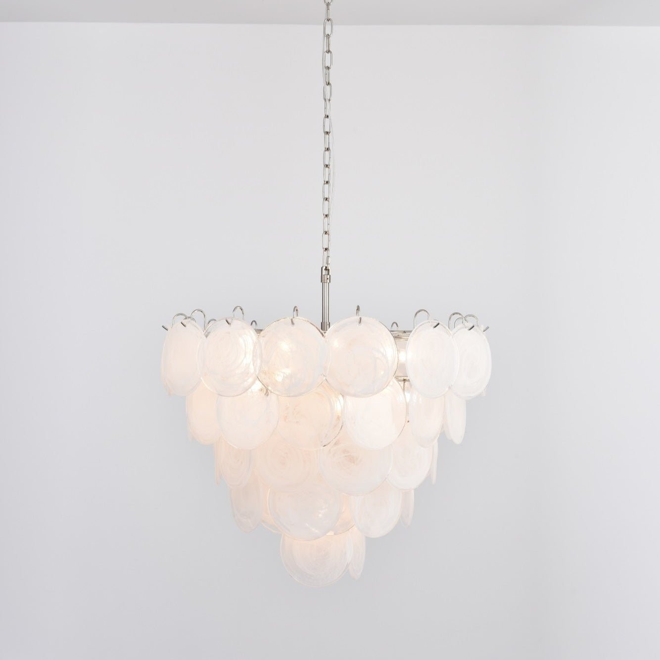 Aurora Chandelier White Murano Glass Disc Contemporary - Blowlighting