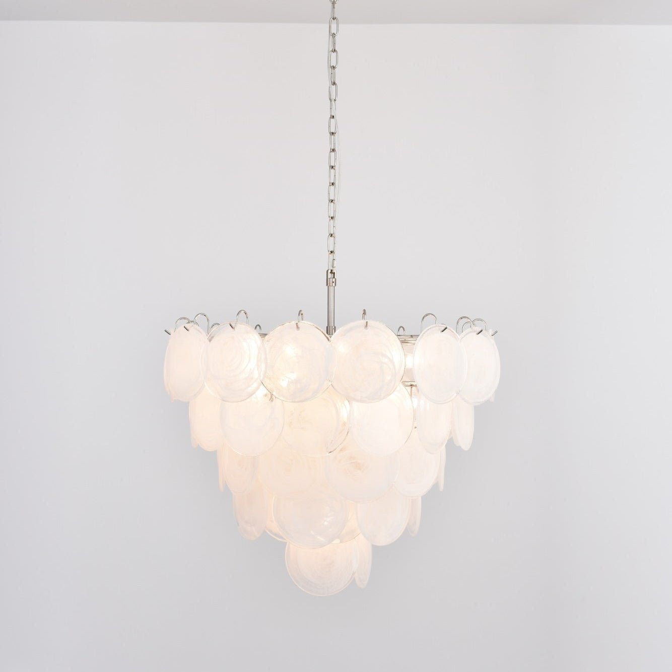Aurora Chandelier White Murano Glass Disc Contemporary - Blowlighting