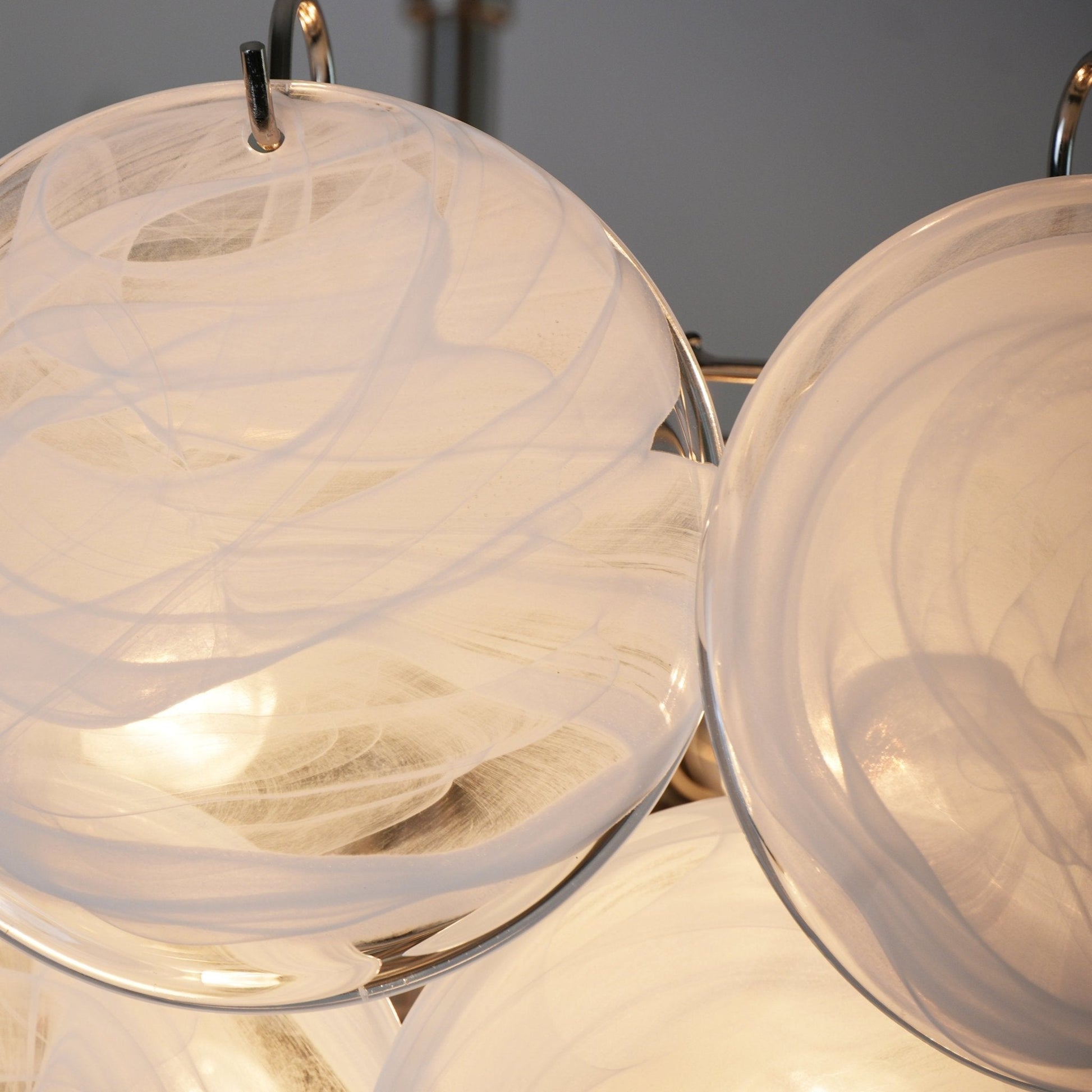 Aurora Chandelier White Murano Glass Disc Contemporary - Blowlighting