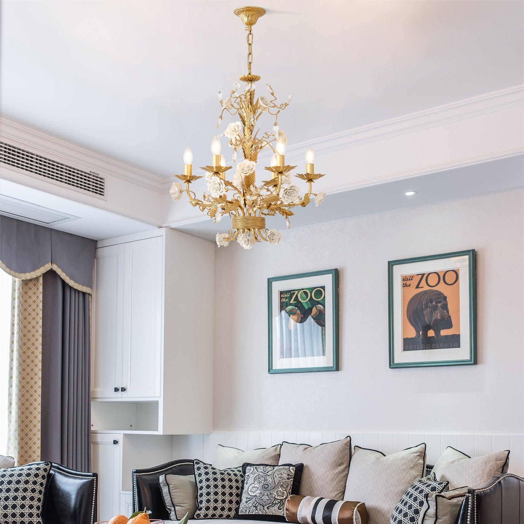 White Rose Crystal Chandelier - Blowlighting